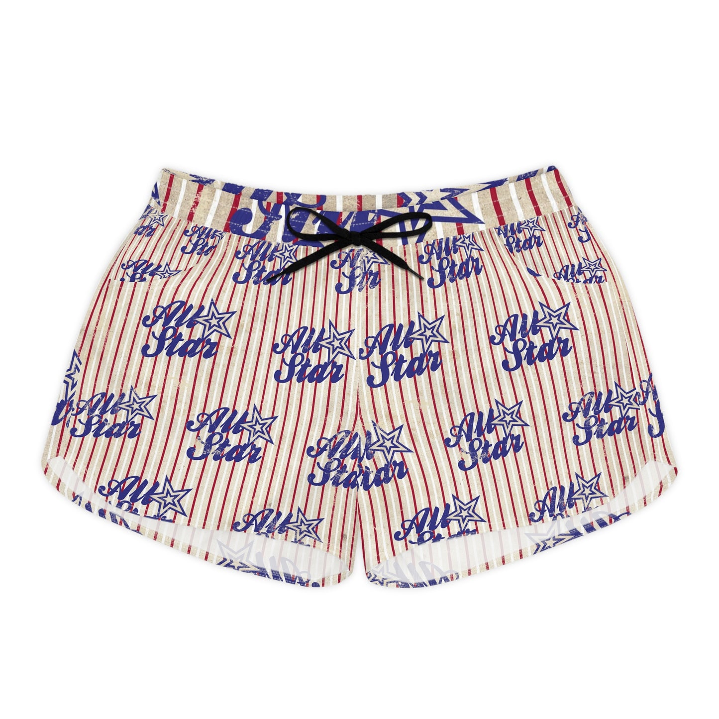 All Star Women's Casual Shorts — Patriotic Red & Blue Striped Lounge Shorts