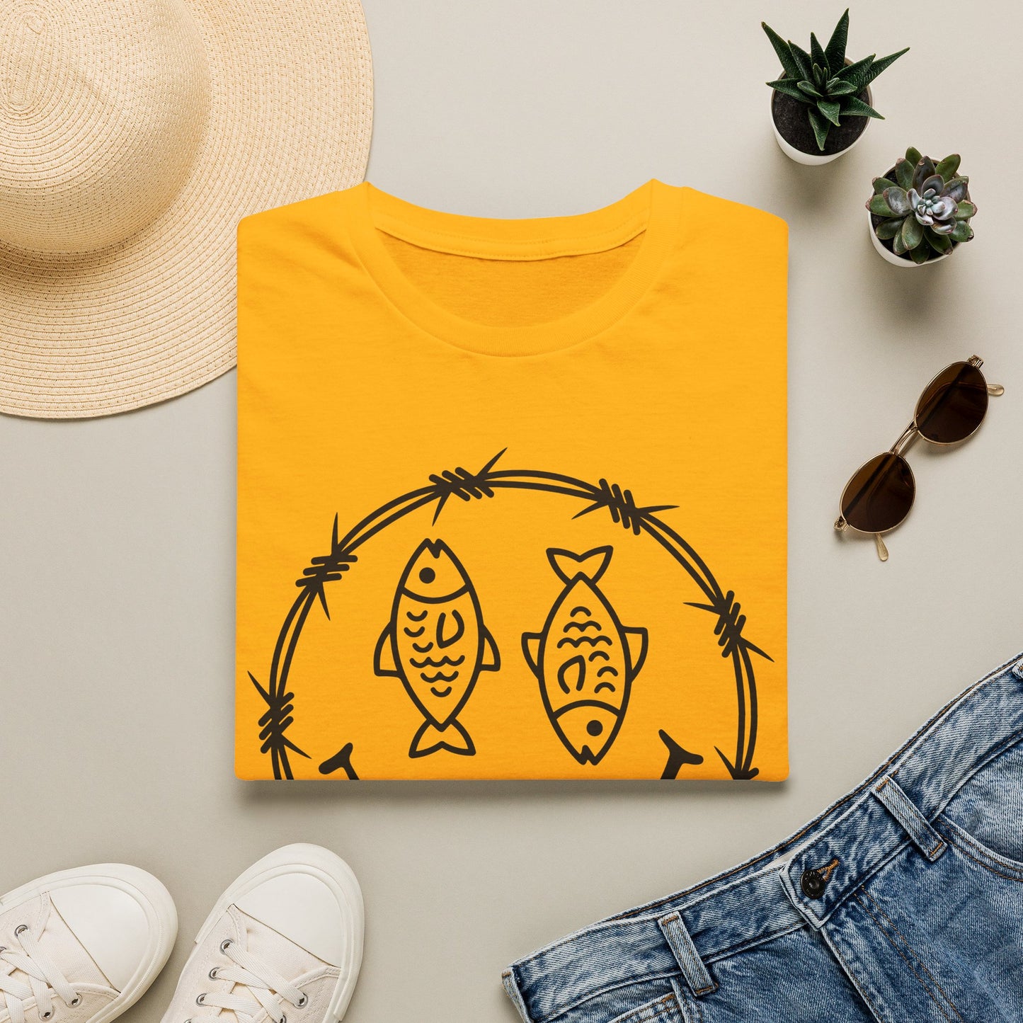 Smiley Fish Barbed Wire Graphic Tee