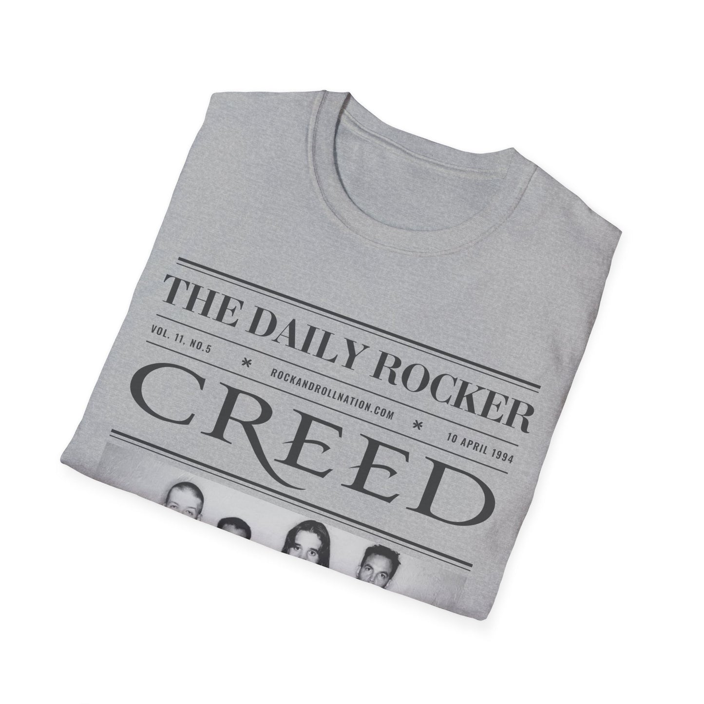 Creed Band T-Shirt – 'The Daily Rocker' Vintage Newspaper Design