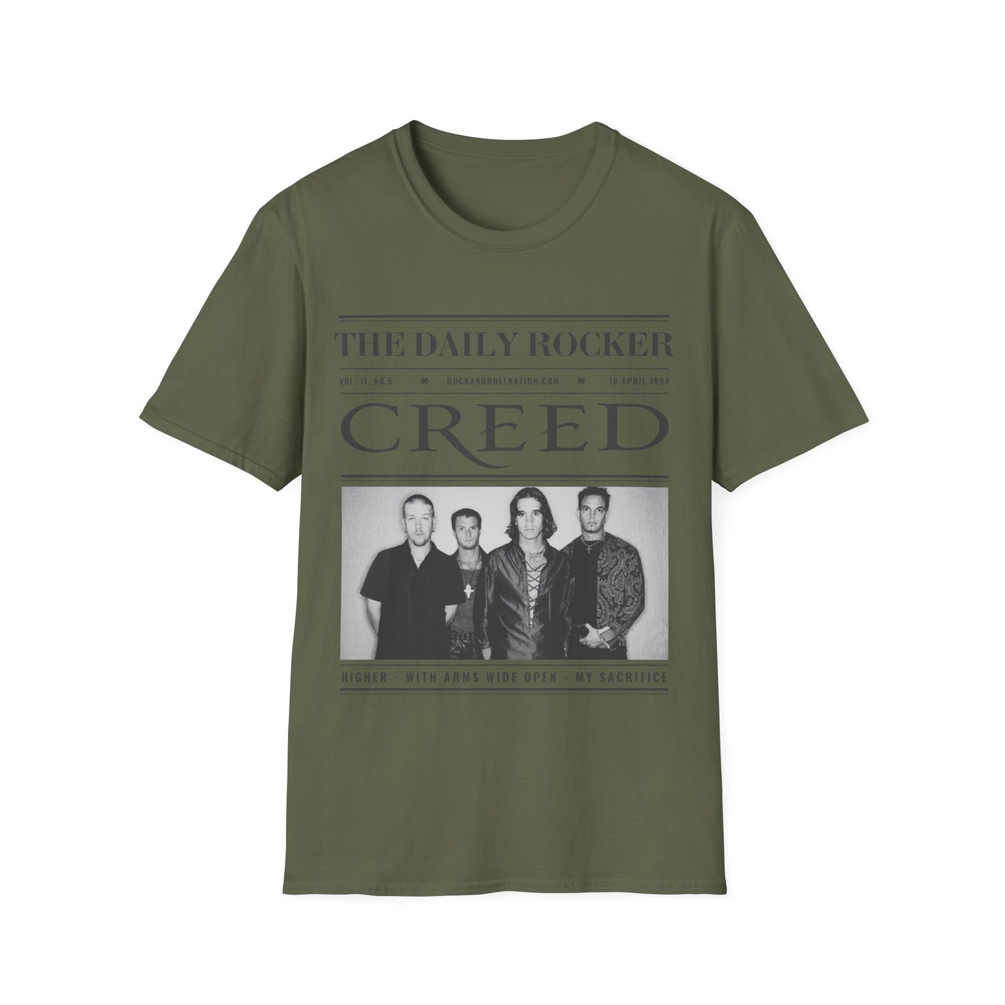 Creed Band T-Shirt – 'The Daily Rocker' Vintage Newspaper Design
