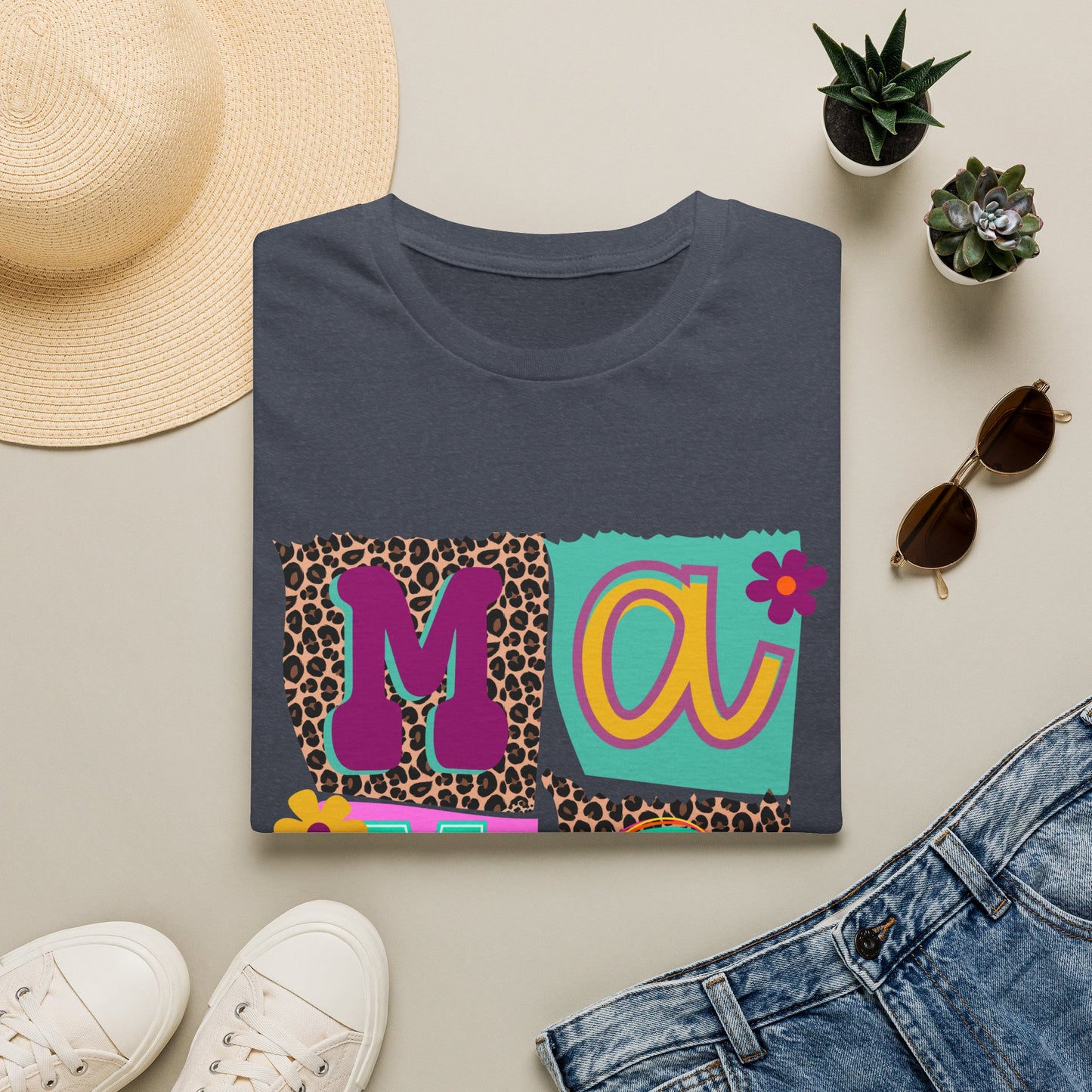 Mama Leopard Patchwork Graphic Tee