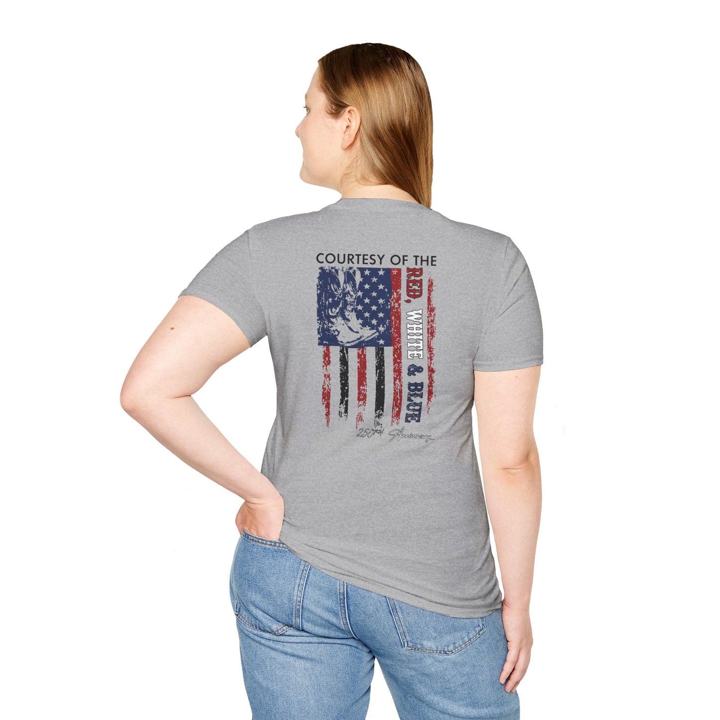 "Courtesy of the Red, White & Blue"