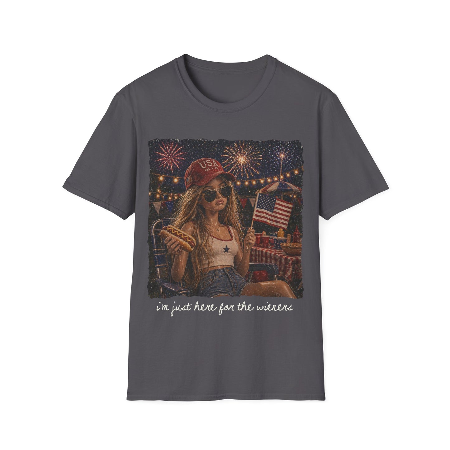 I'm Just Here for the Wieners Graphic Tee - white
