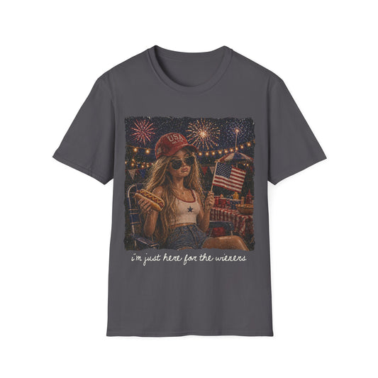 I'm Just Here for the Wieners Graphic Tee - white