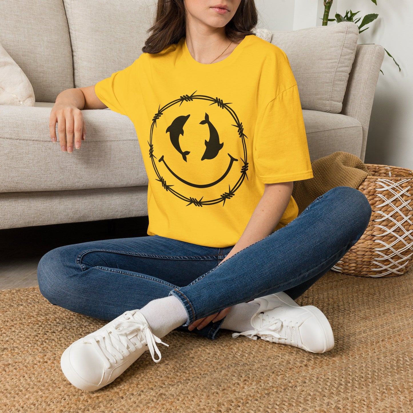 Dolphin Smile Barbed Wire Graphic Tee