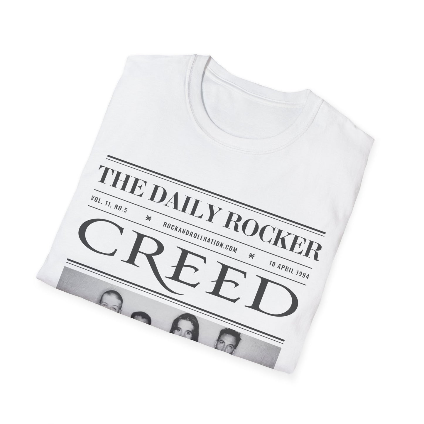 Creed Band T-Shirt – 'The Daily Rocker' Vintage Newspaper Design