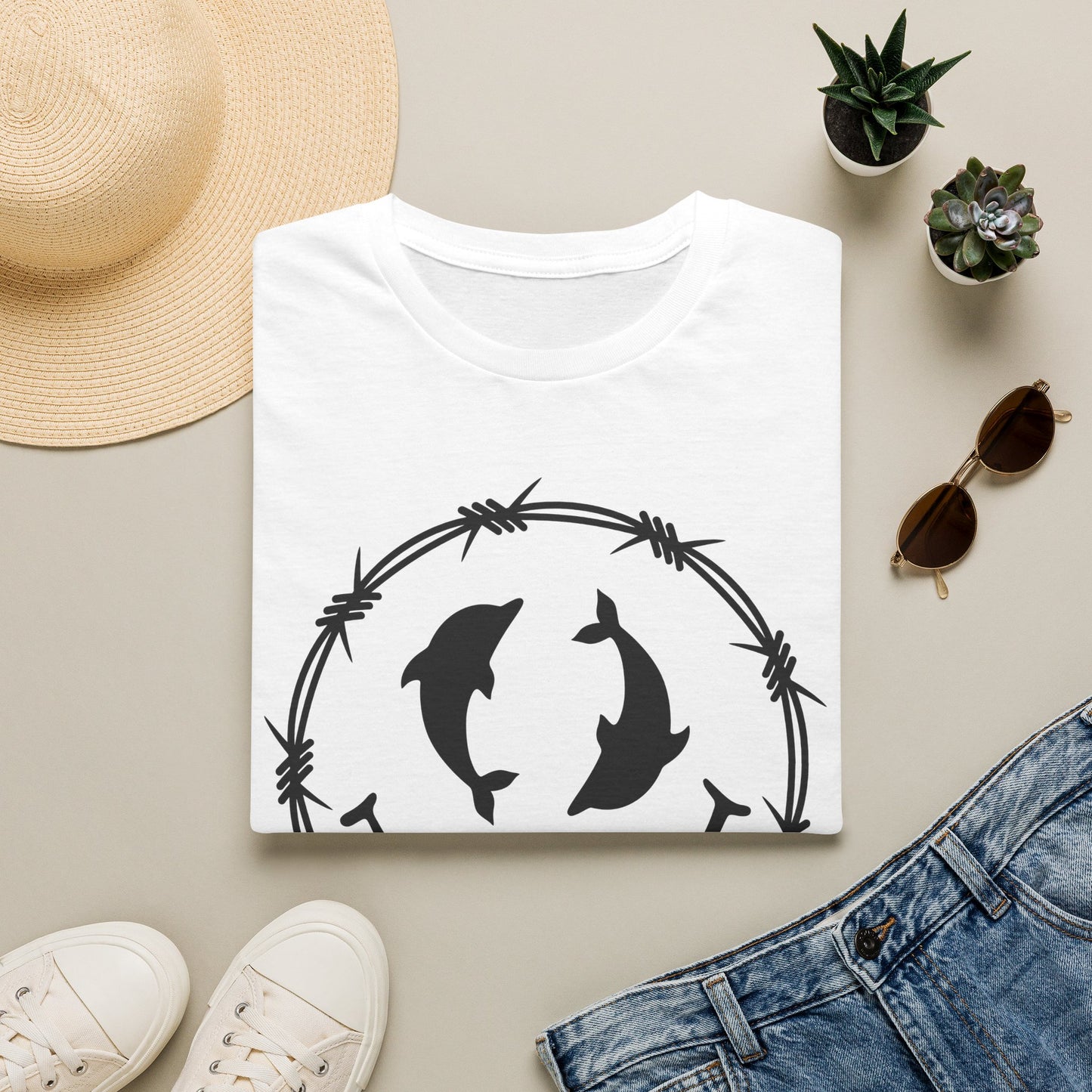 Dolphin Smile Barbed Wire Graphic Tee
