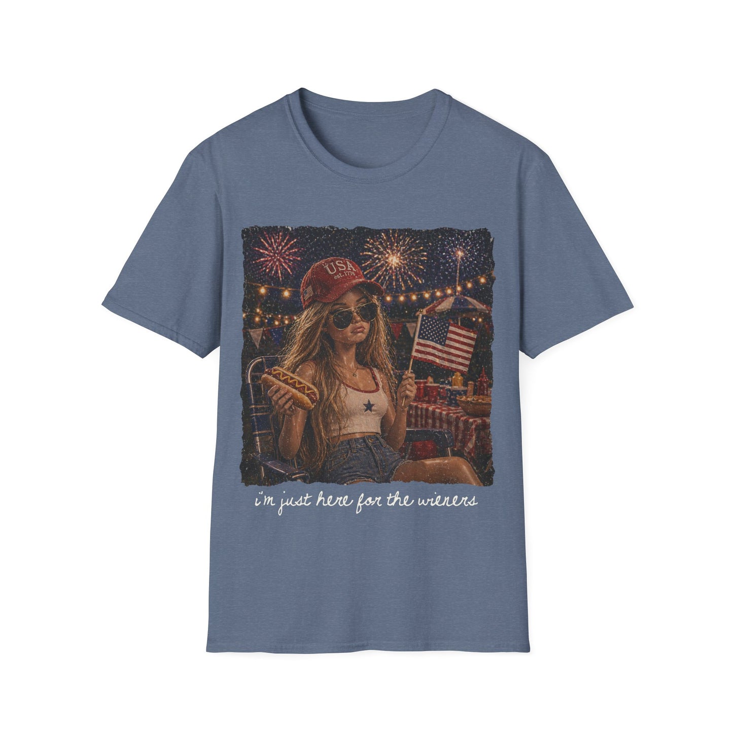 I'm Just Here for the Wieners Graphic Tee - white