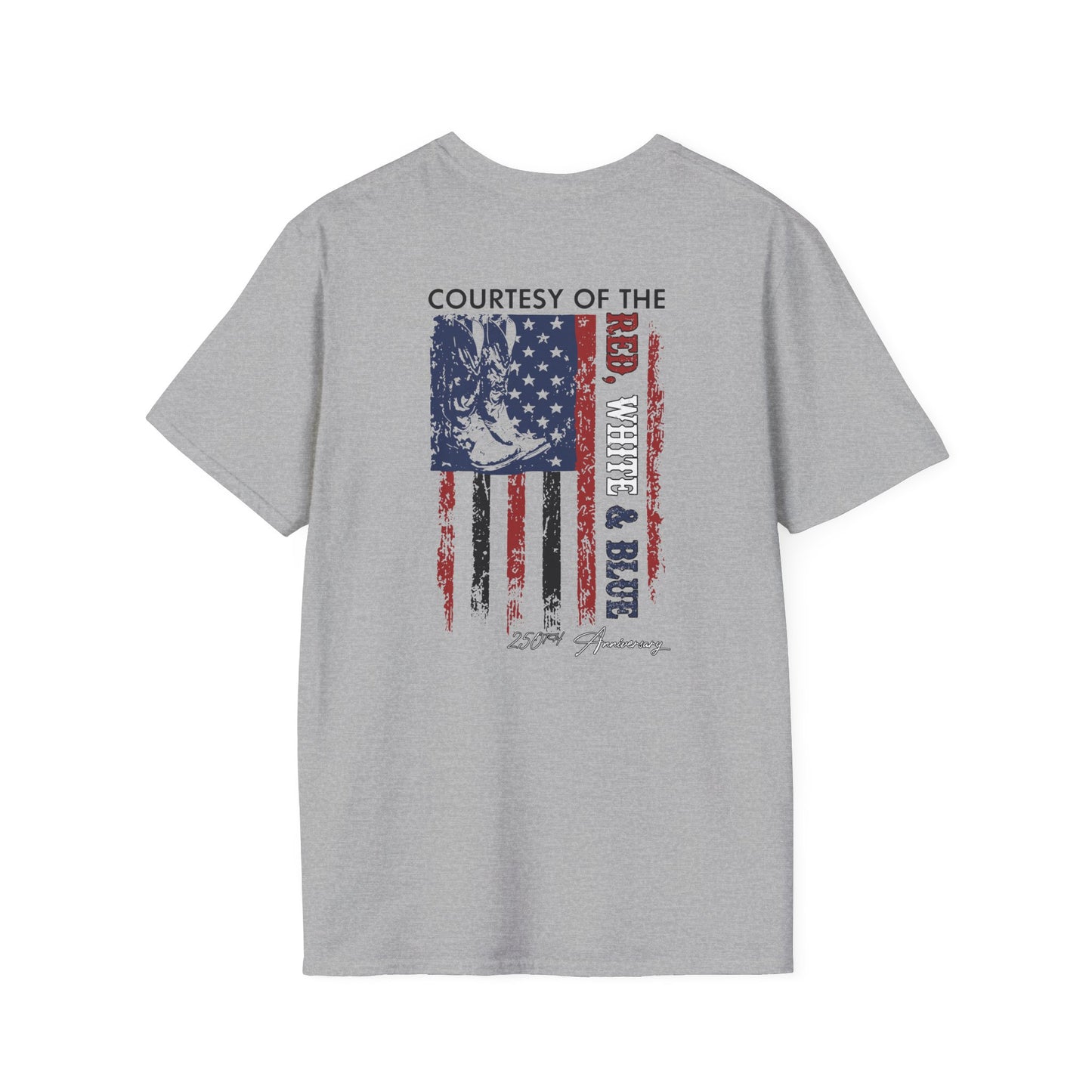 "Courtesy of the Red, White & Blue"