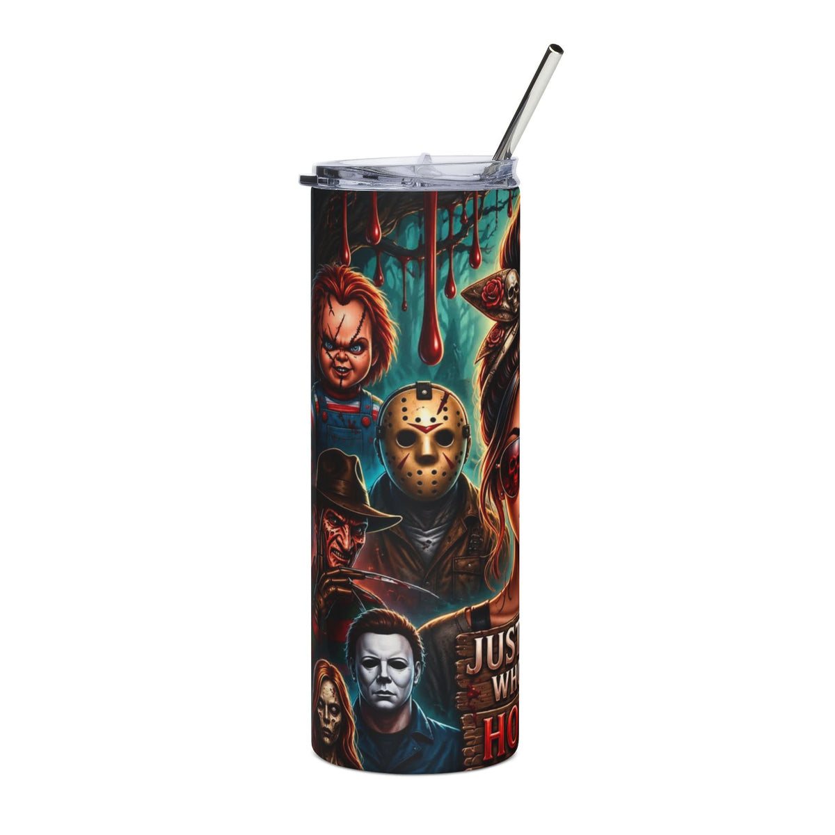 20oz Stainless Steel Tumbler "Just a Girl Who Loves Horror"