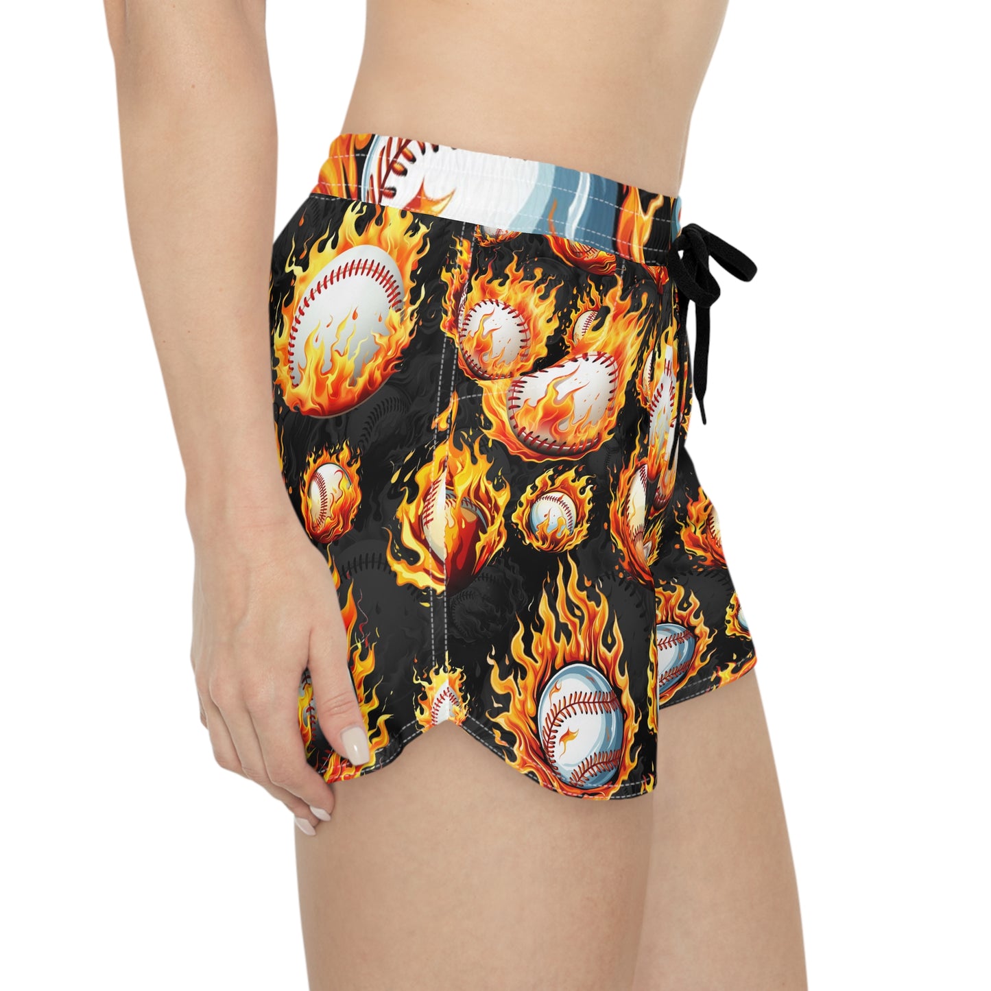 Flaming Baseball Women's Casual Shorts — Fireball Sports Print