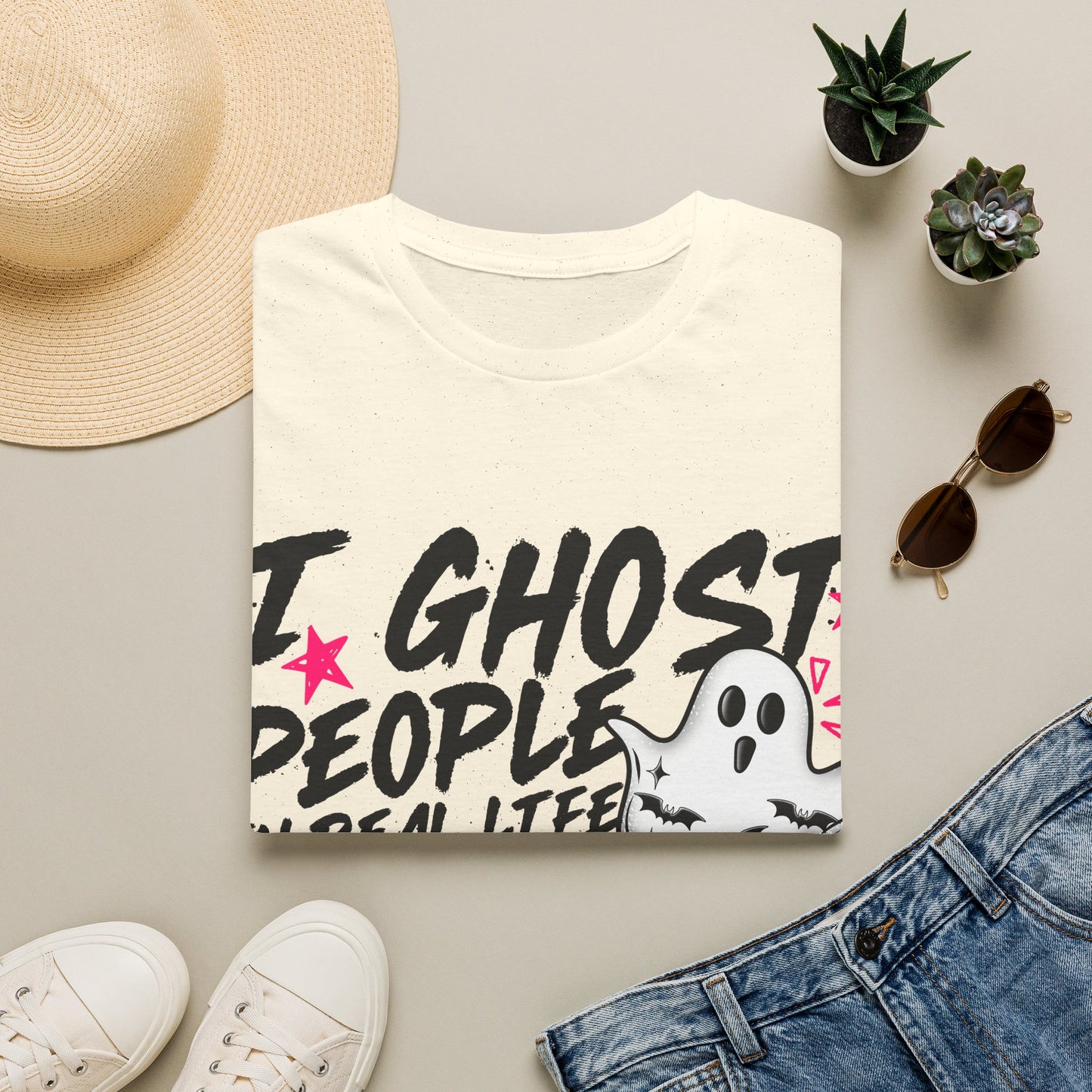T-Shirt — "I Ghost People in Real Life" Funny Ghosting Humor Tee
