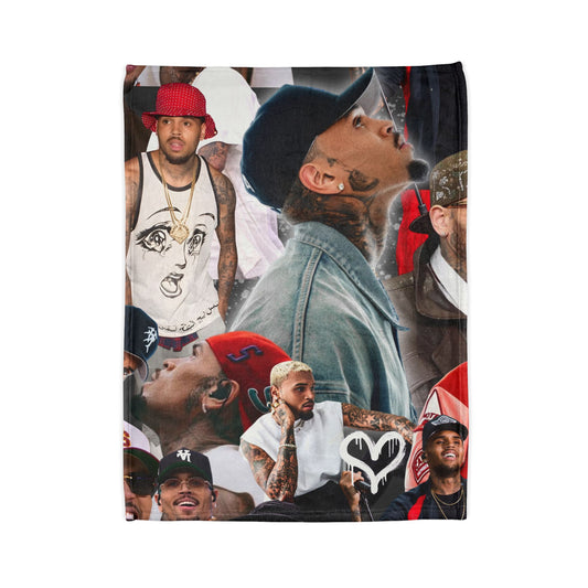 Chris Brown Collage Blanket — Celebrity Musician Photo Throw