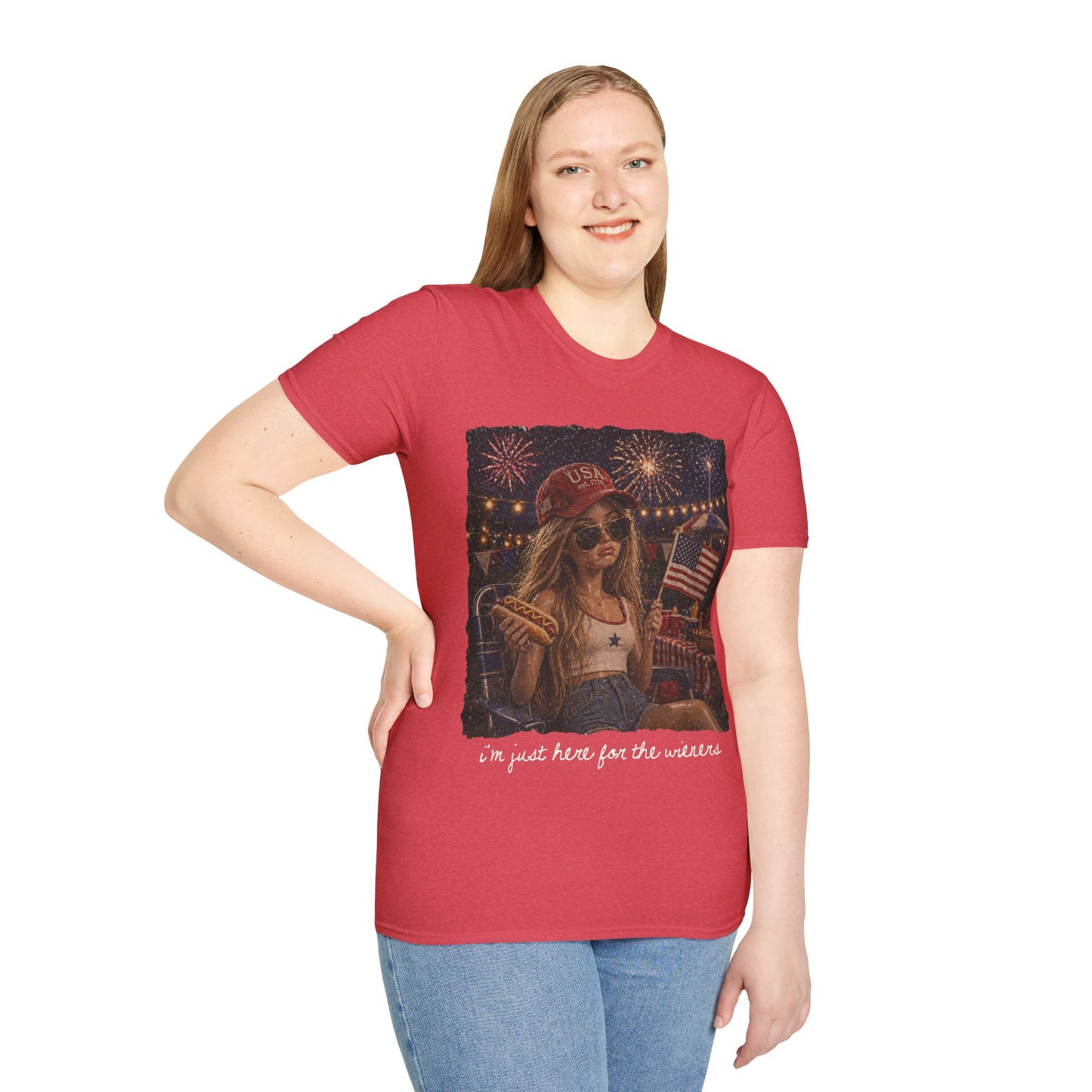 I'm Just Here for the Wieners Graphic Tee - white