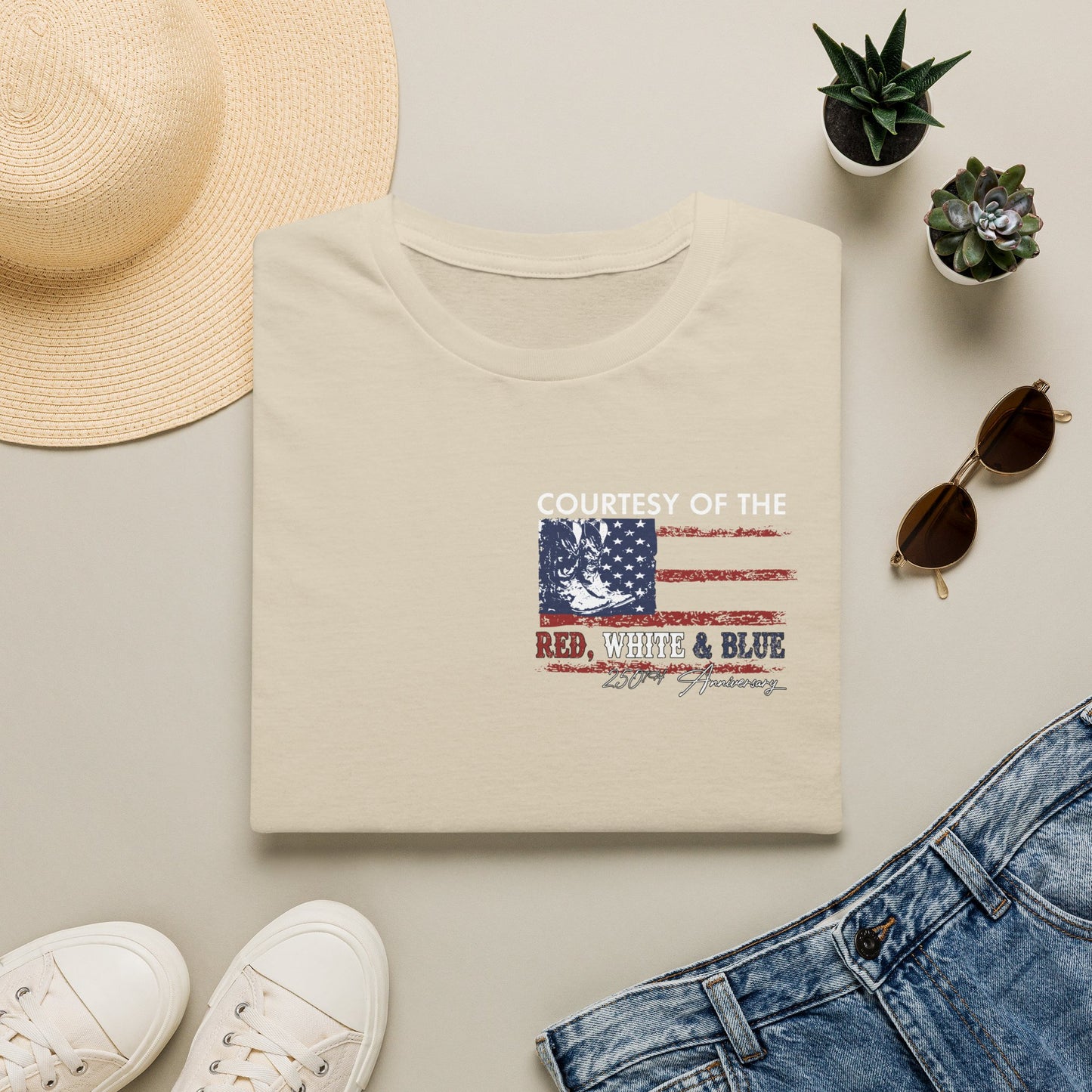 Courtesy of the Red White & Blue T-Shirt — Patriotic 4th of July American Flag Tee