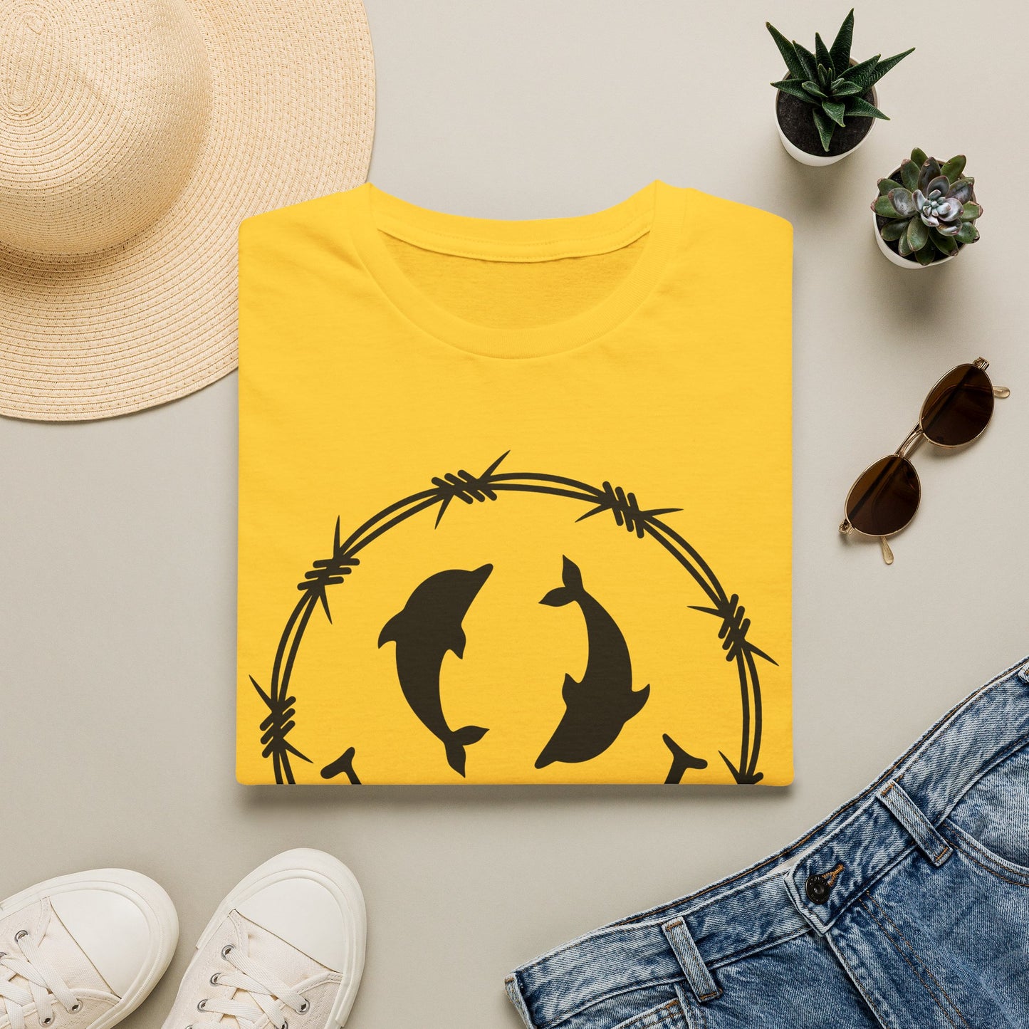 Dolphin Smile Barbed Wire Graphic Tee