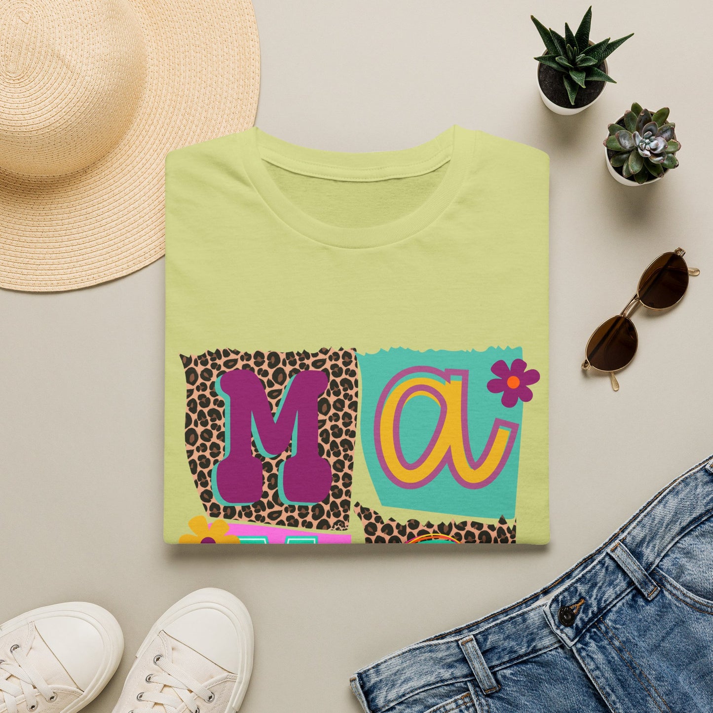 Mama Leopard Patchwork Graphic Tee