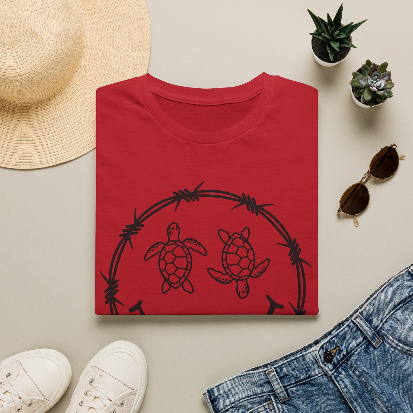 Sea Turtle Smile Graphic Tee (Barbed Wire Circle)