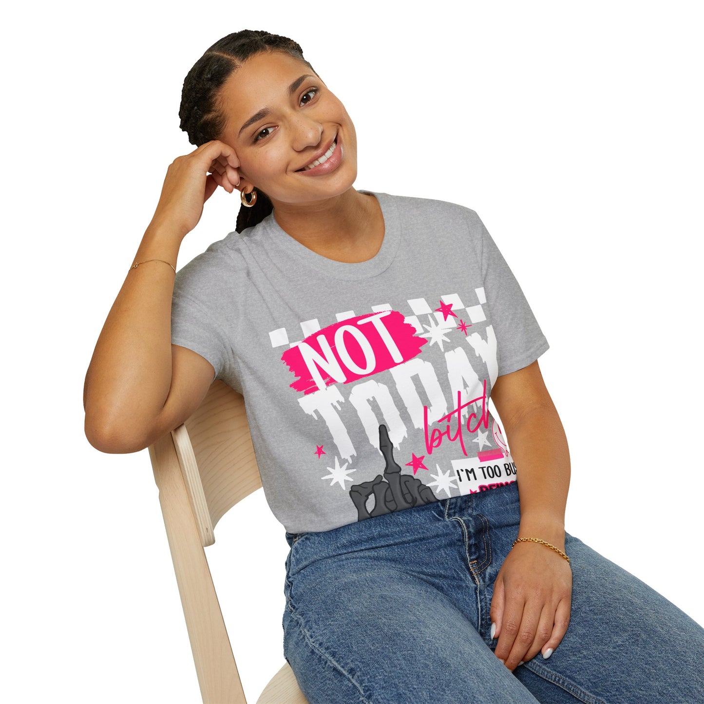 Not Today Tee — Bold Punk Graphic T‑Shirt with Checkerboard & Slogan