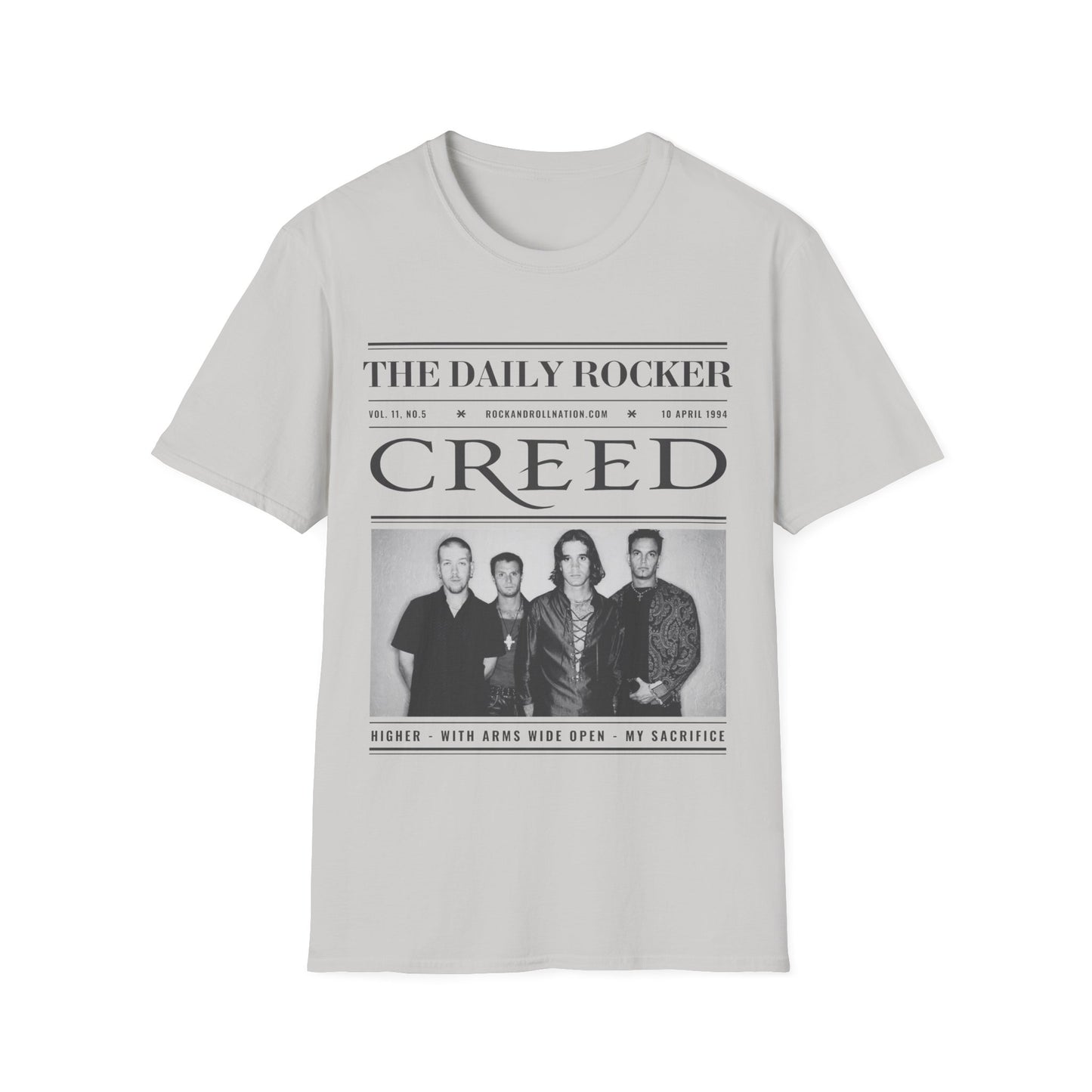 Creed Band T-Shirt – 'The Daily Rocker' Vintage Newspaper Design