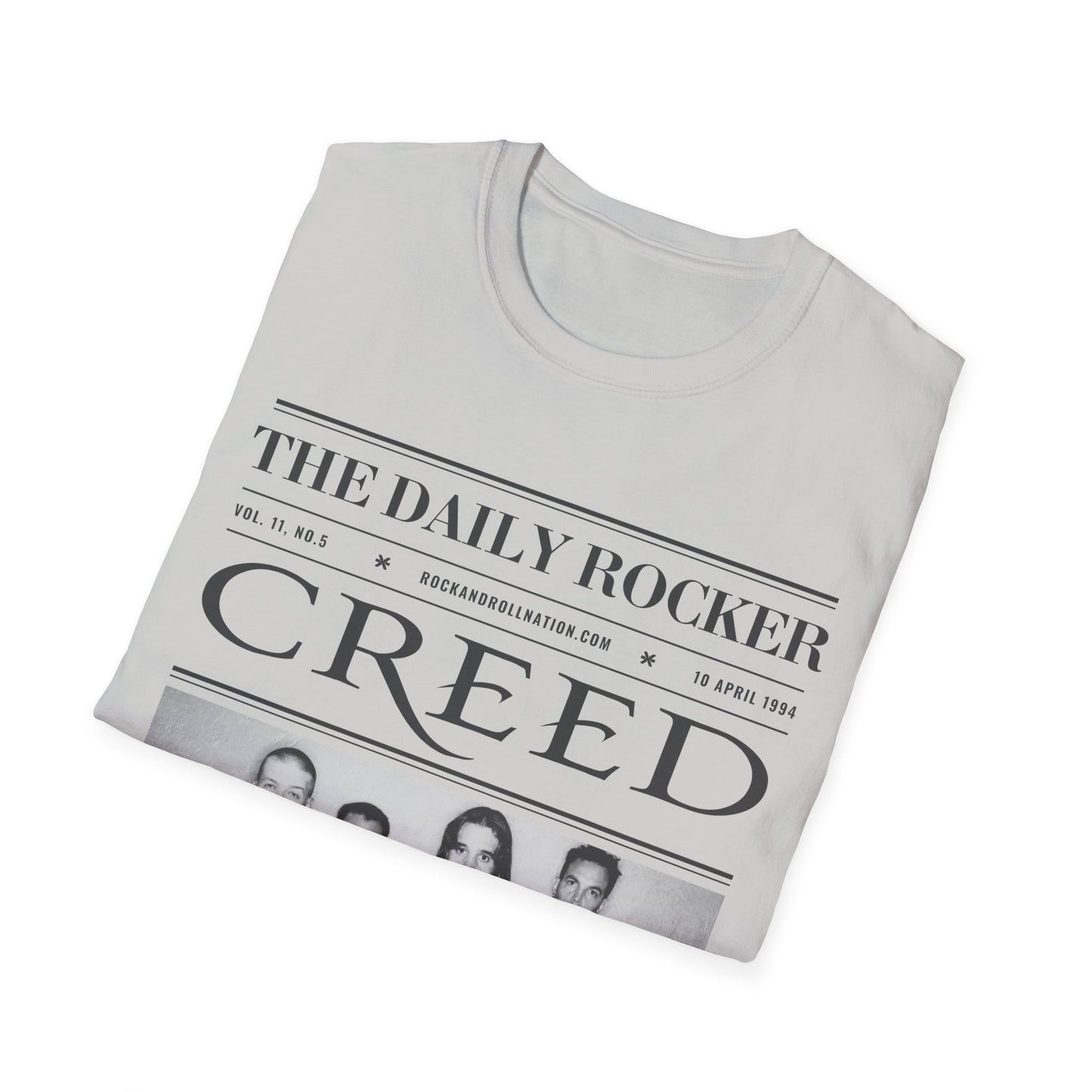 Creed Band T-Shirt – 'The Daily Rocker' Vintage Newspaper Design
