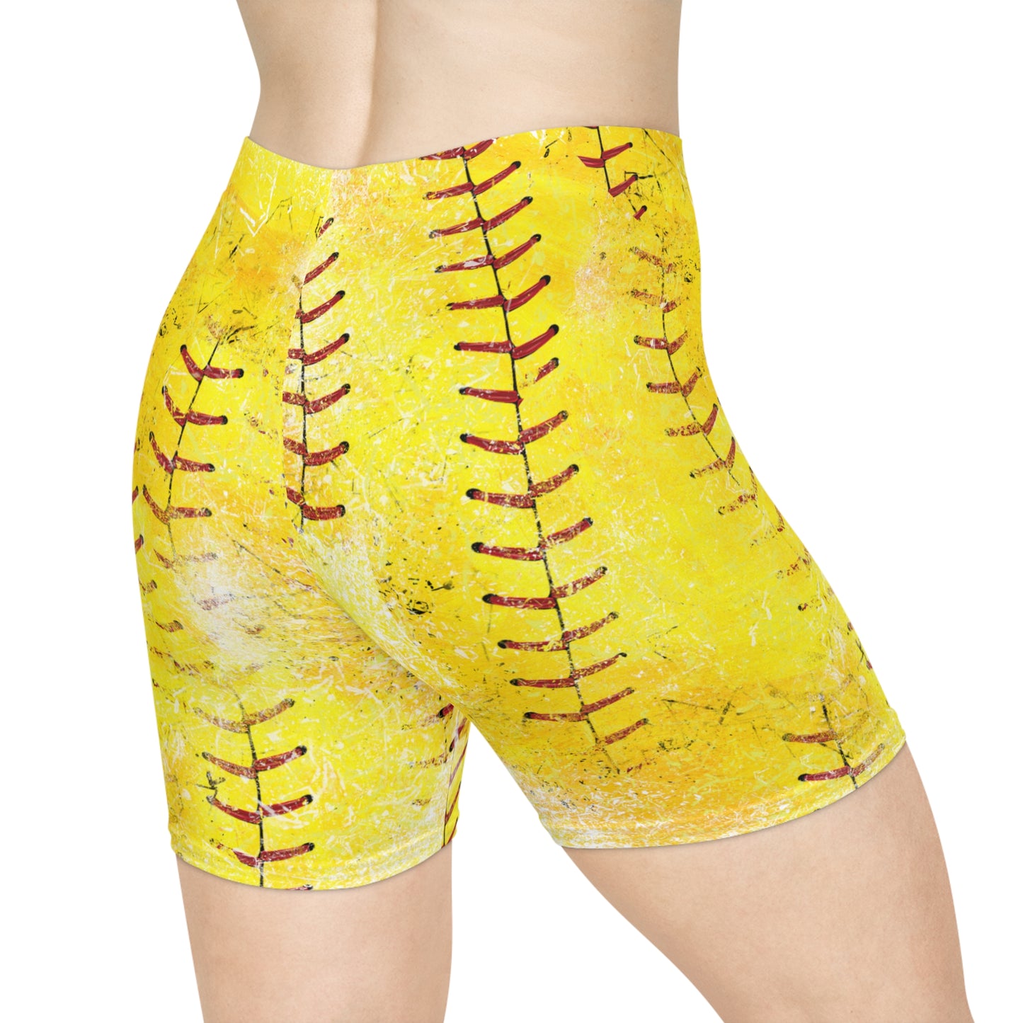 Softball Stitch Print Biker Shorts