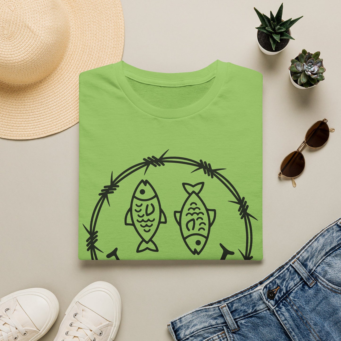Smiley Fish Barbed Wire Graphic Tee
