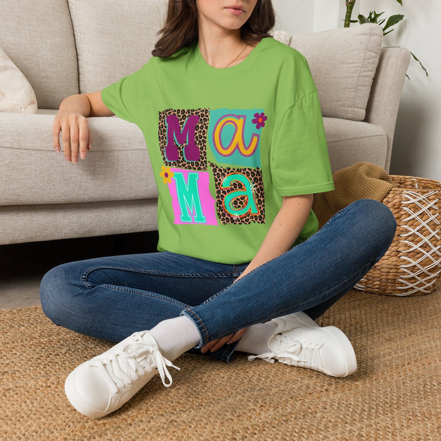 Mama Leopard Patchwork Graphic Tee