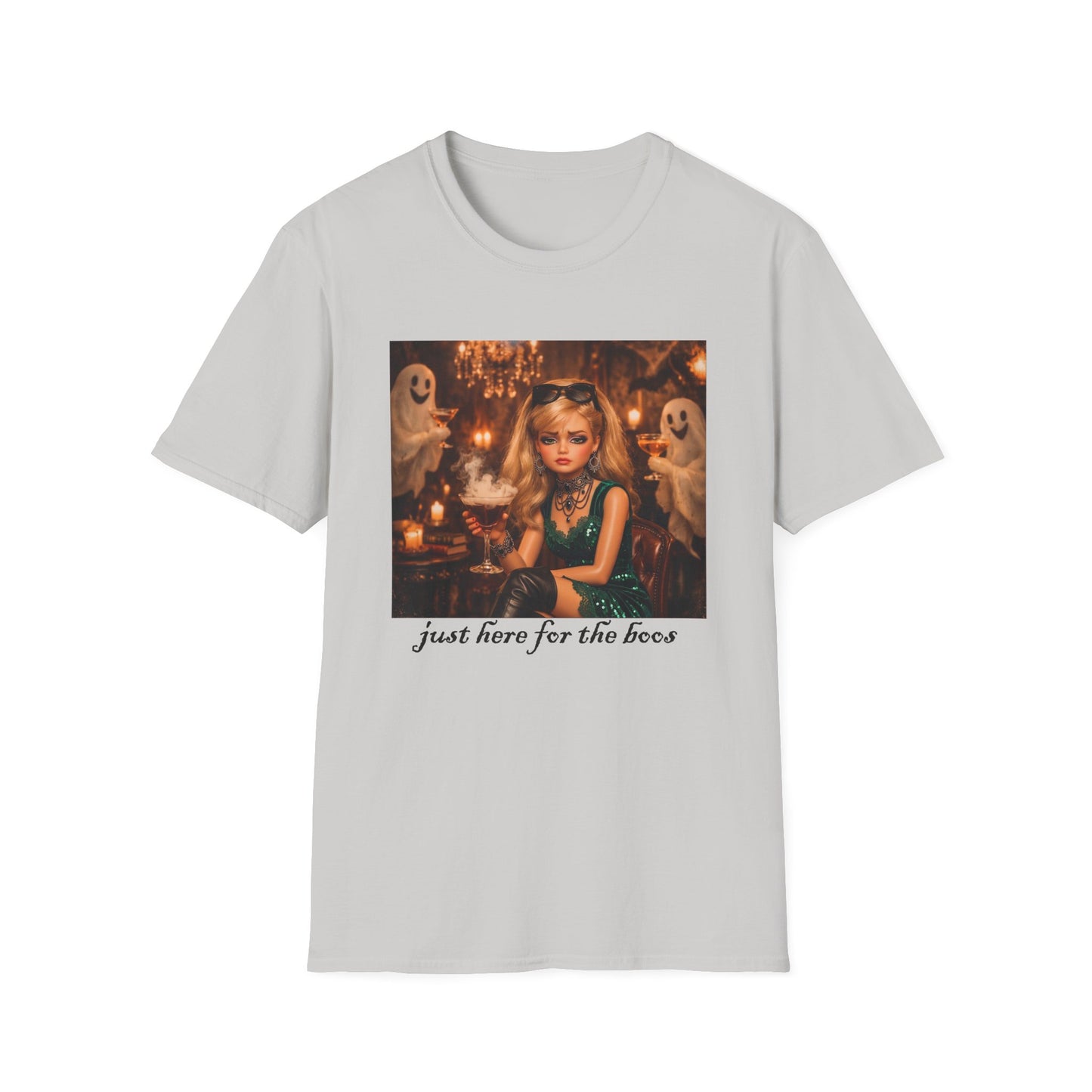 "Just Here for the Boo" Ghostly Vintage Doll Halloween Tee