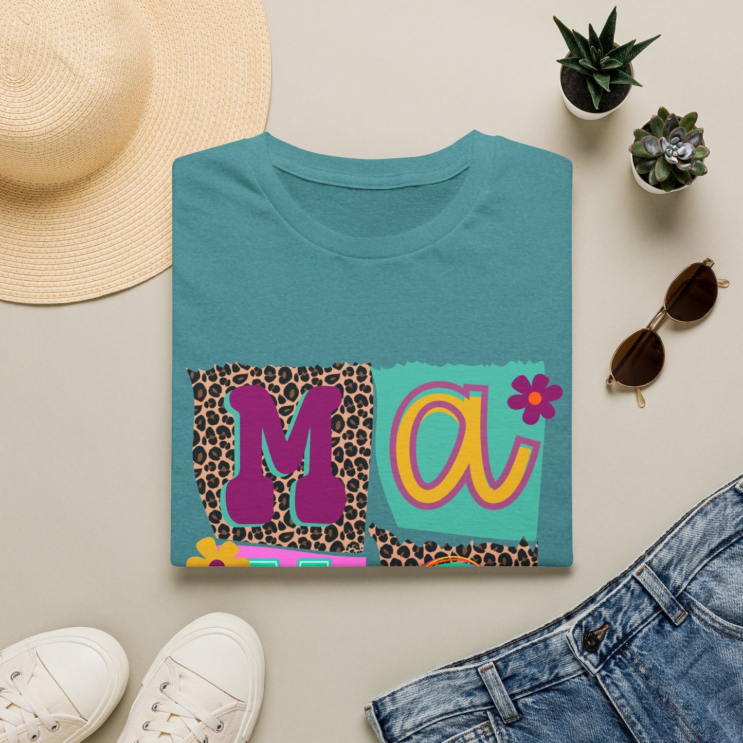 Mama Leopard Patchwork Graphic Tee