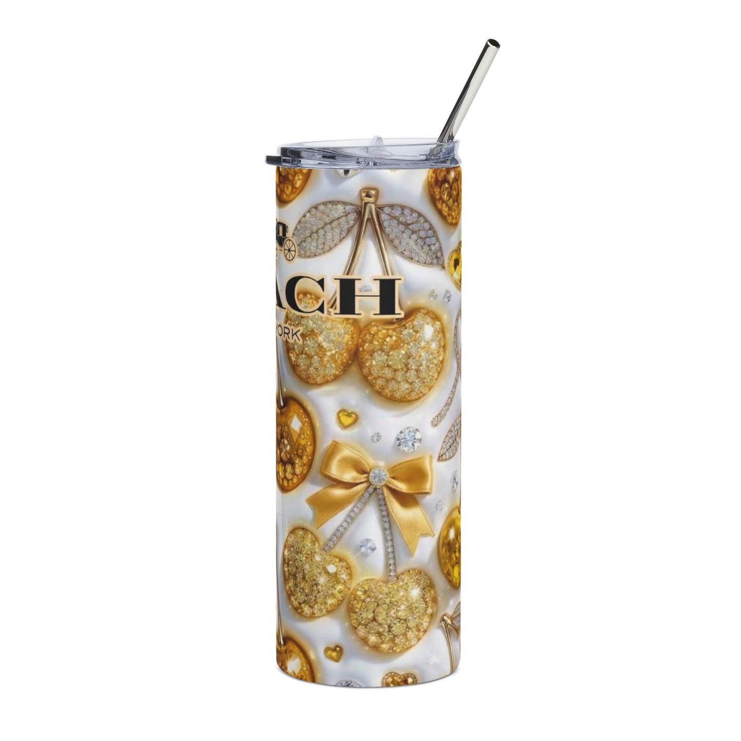 20oz Gold Cherry Stainless Tumbler — Sparkling Luxe Drinkware