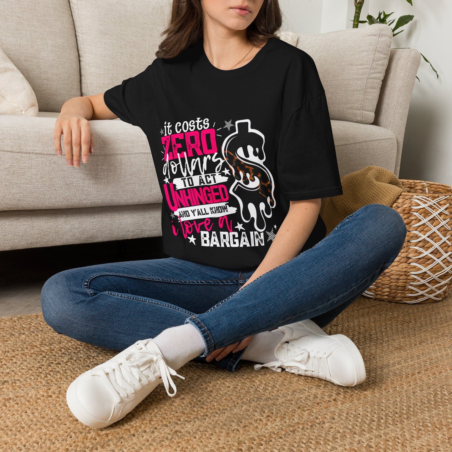 It Costs Zero Dollars To Act Unhinged  Graphic Tee-white