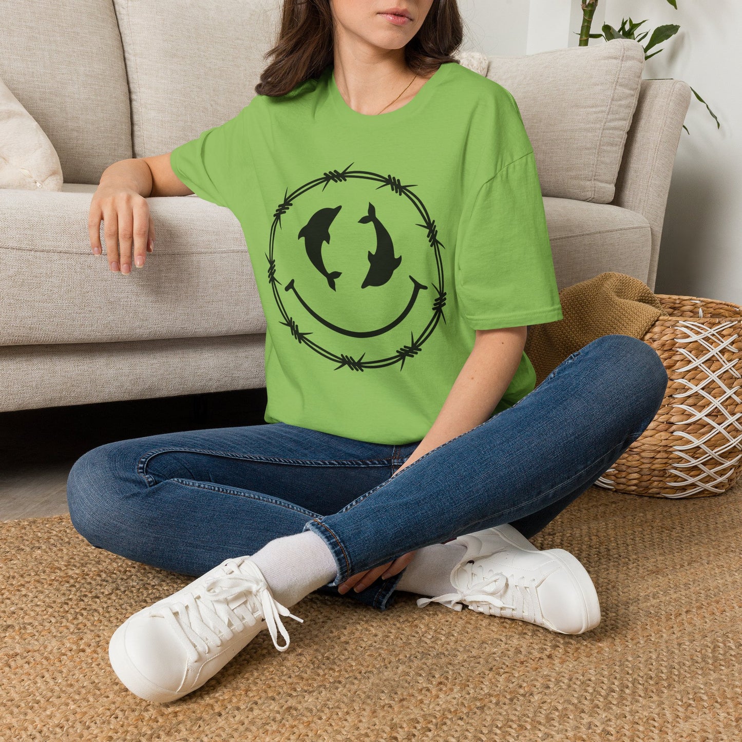 Dolphin Smile Barbed Wire Graphic Tee