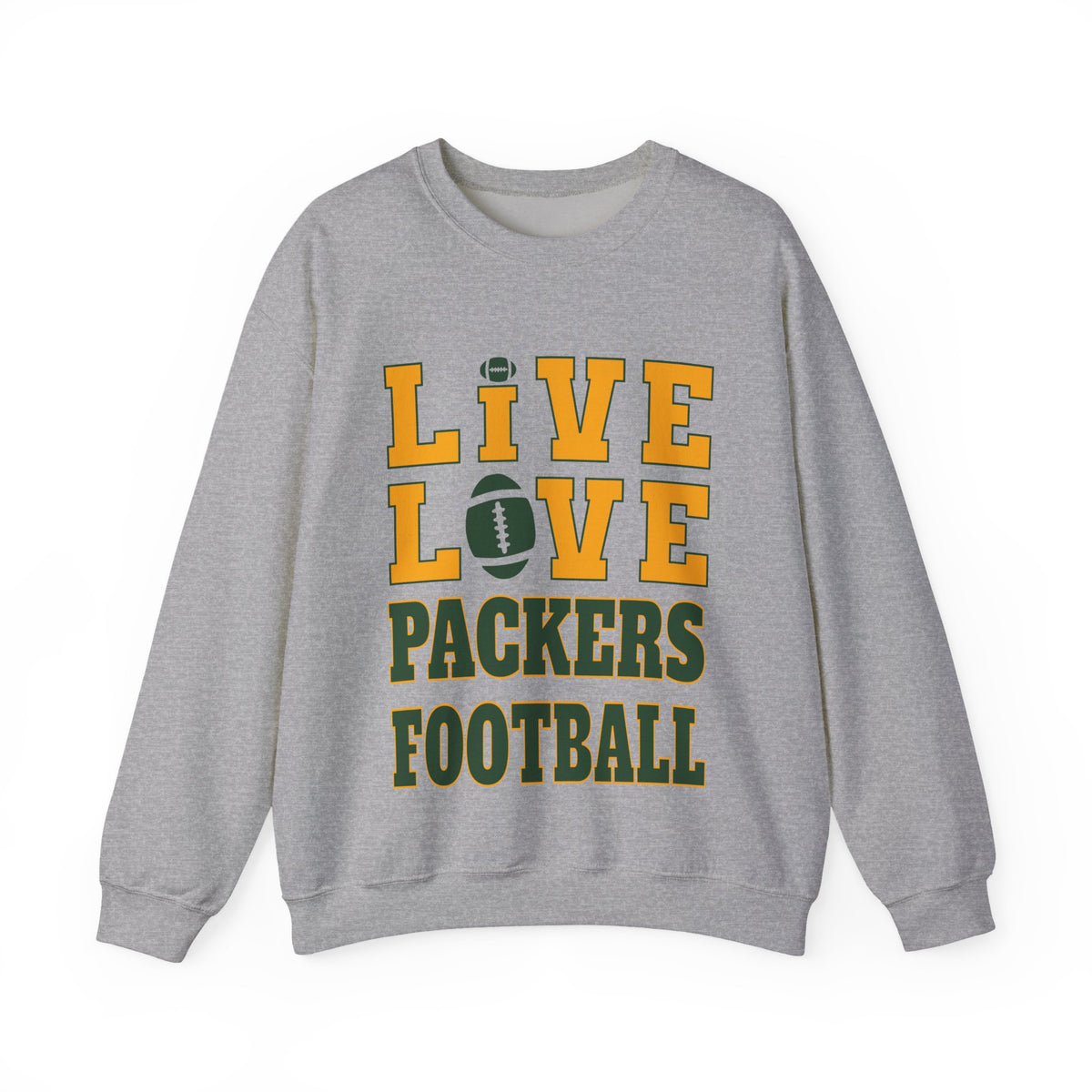 Live Love Packers Football Crewneck Sweatshirt — Green Bay Fan Pullover
