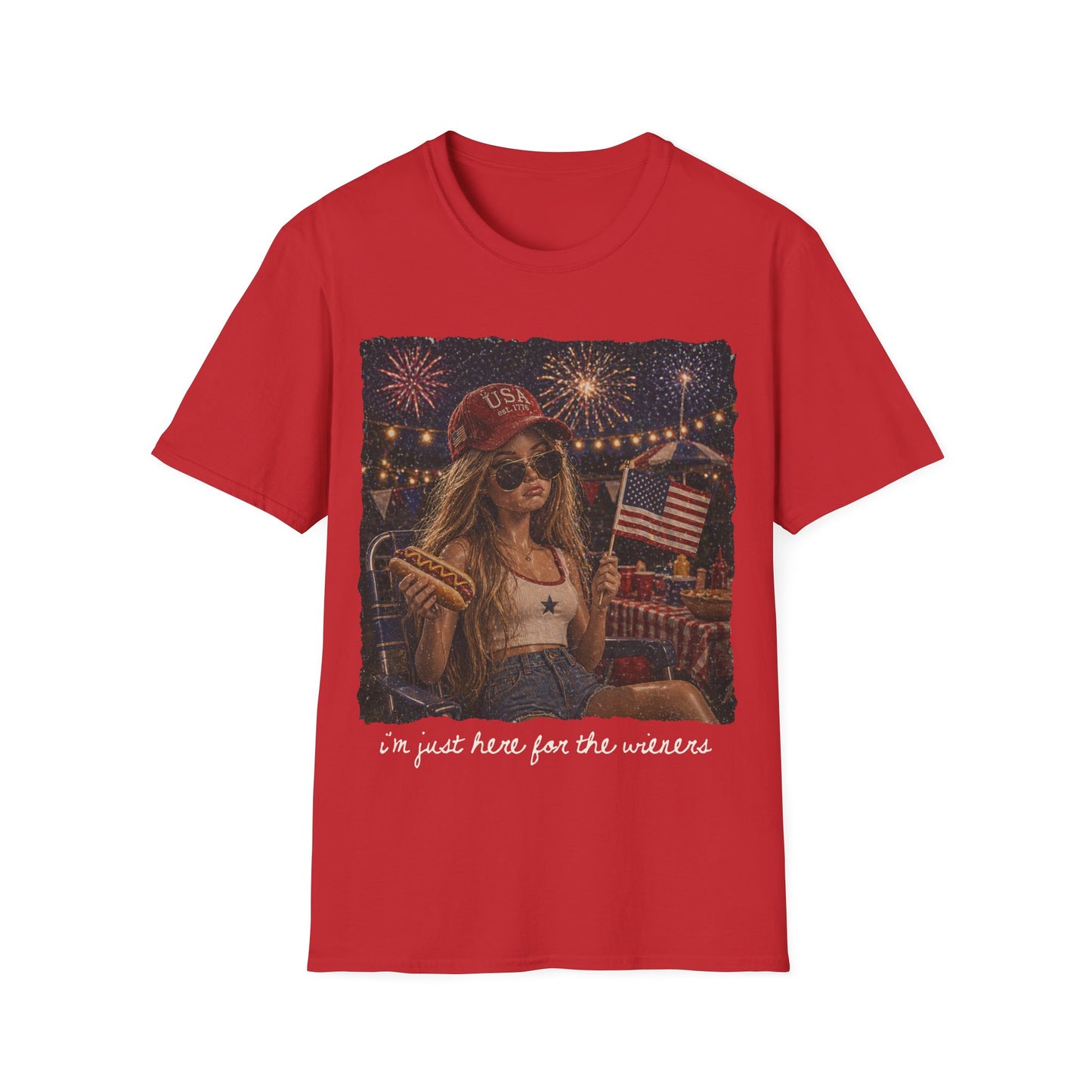 I'm Just Here for the Wieners Graphic Tee - white