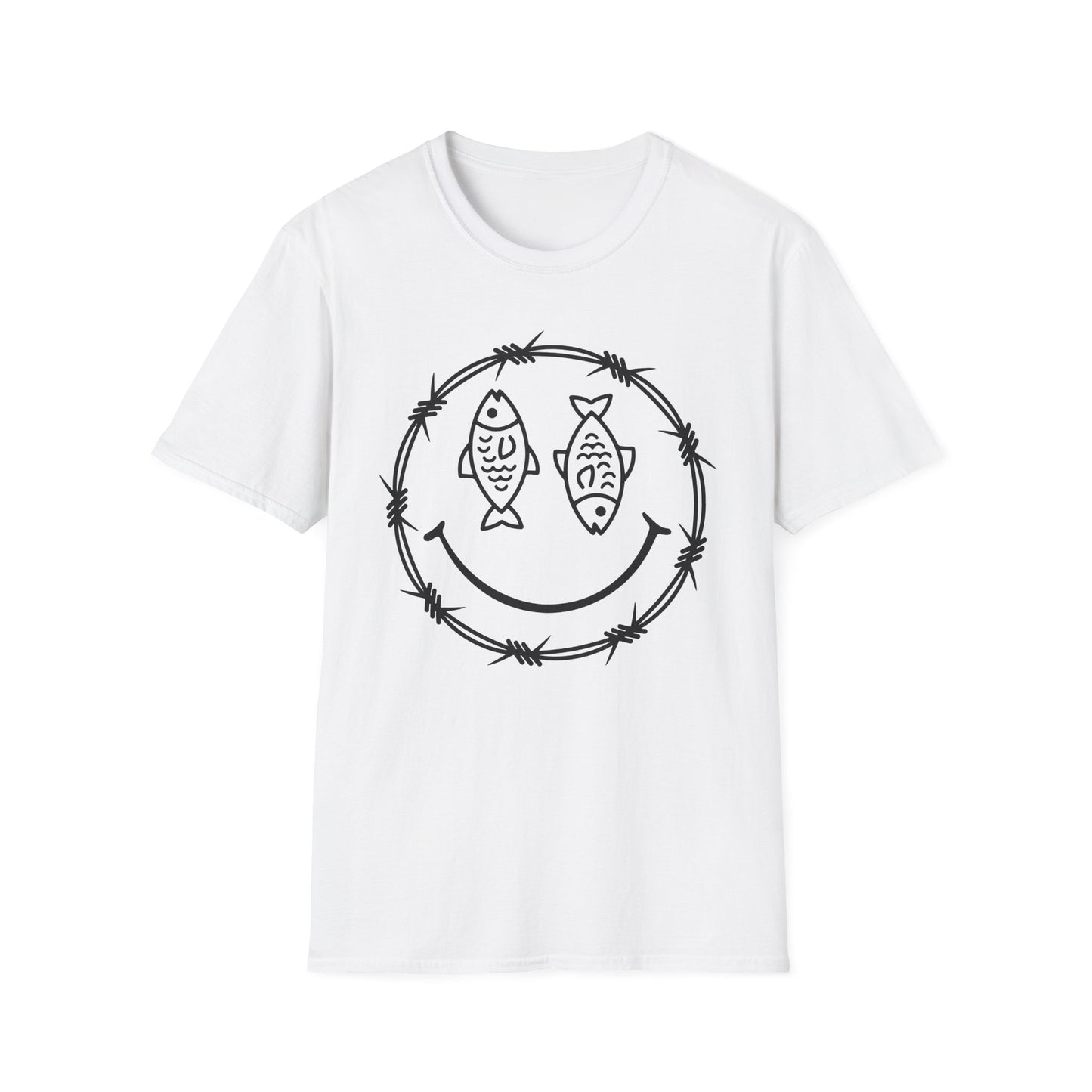 Smiley Fish Barbed Wire Graphic Tee