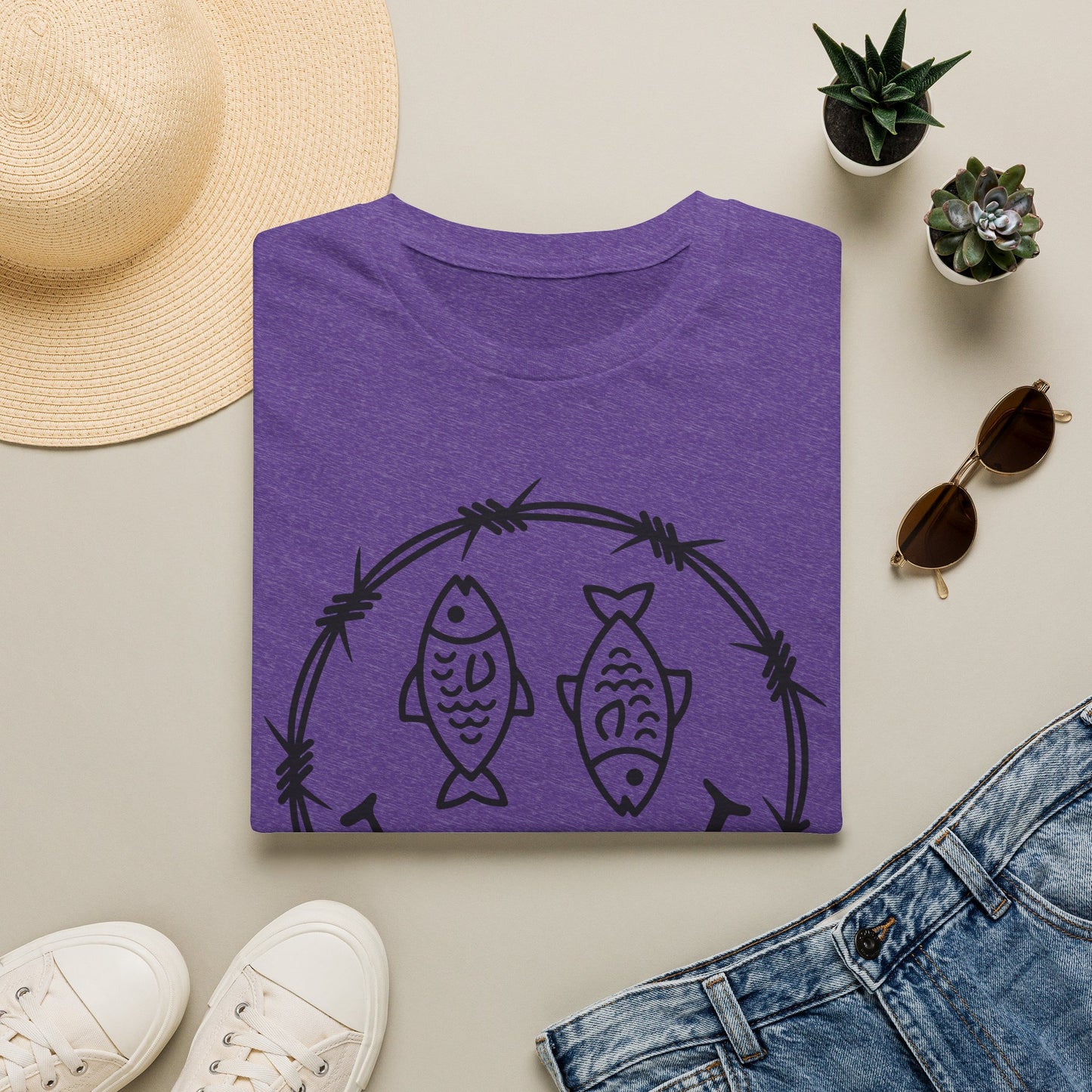 Smiley Fish Barbed Wire Graphic Tee