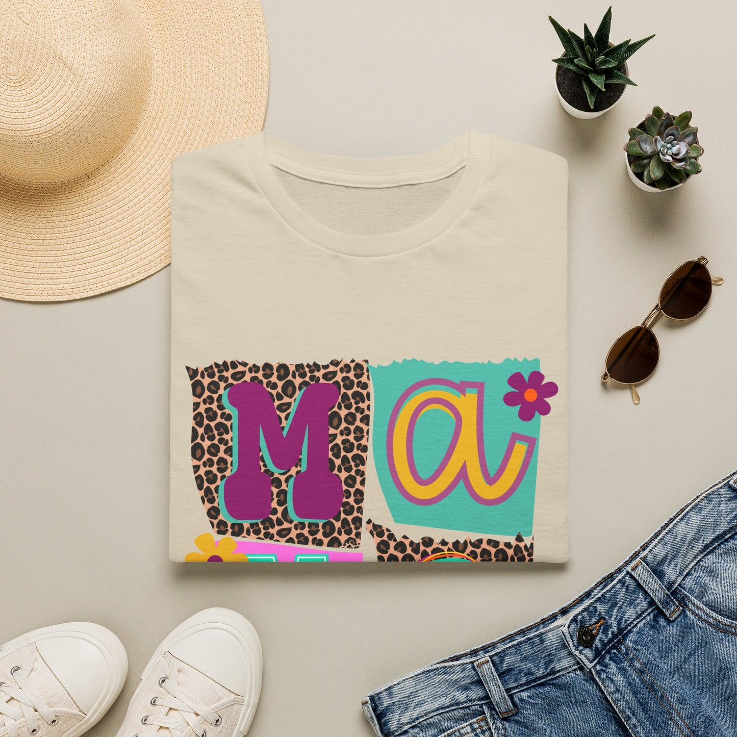 Mama Leopard Patchwork Graphic Tee