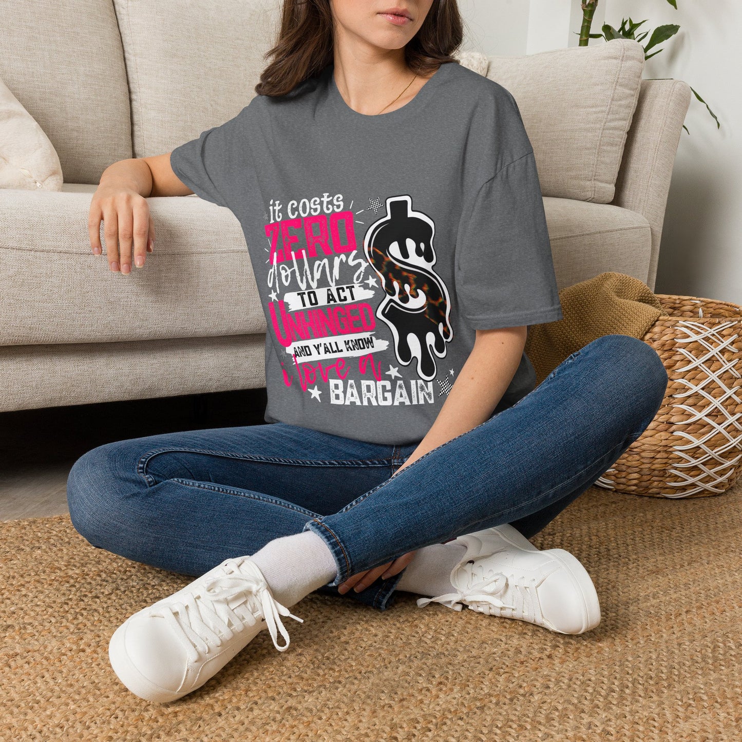 It Costs Zero Dollars To Act Unhinged  Graphic Tee-white