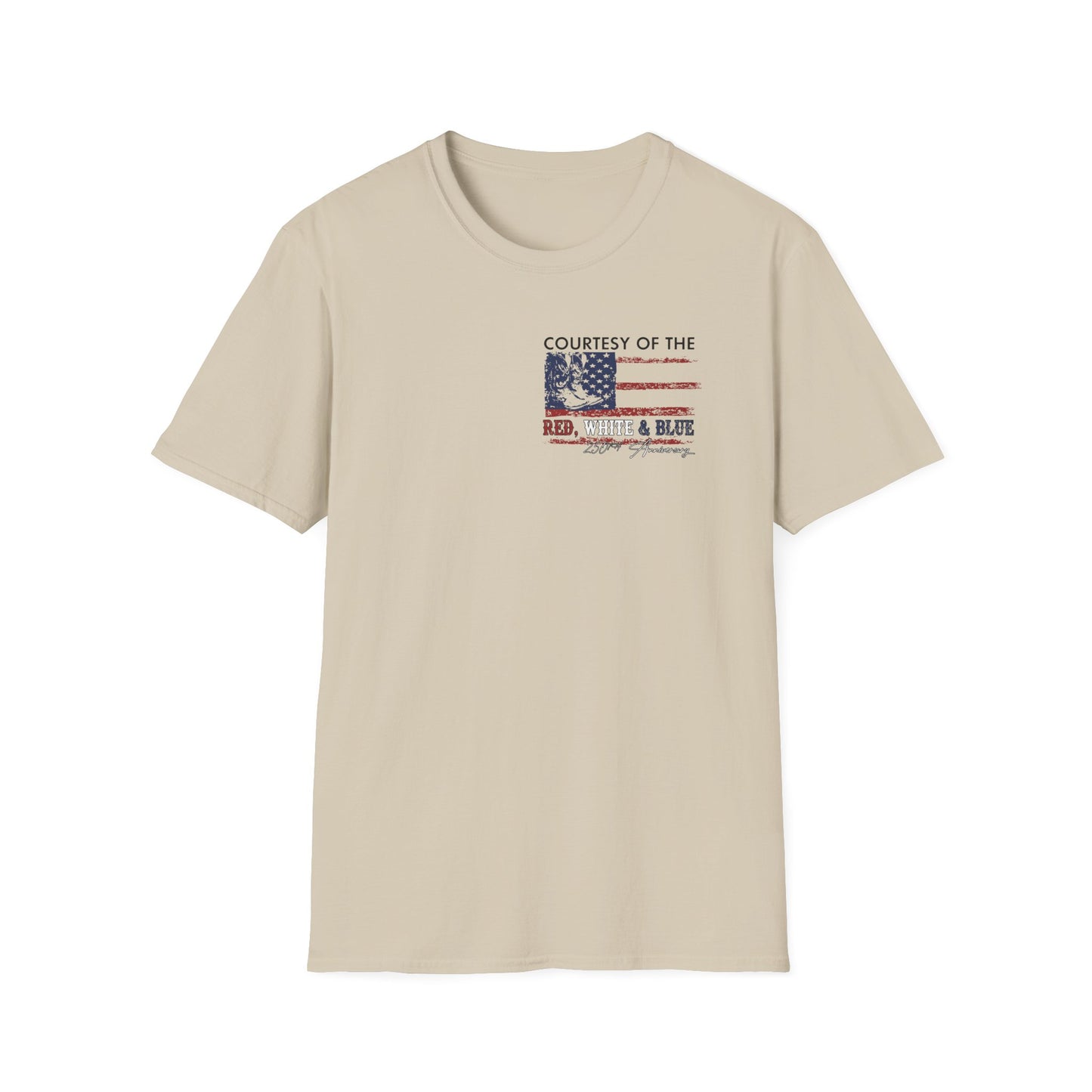 "Courtesy of the Red, White & Blue"