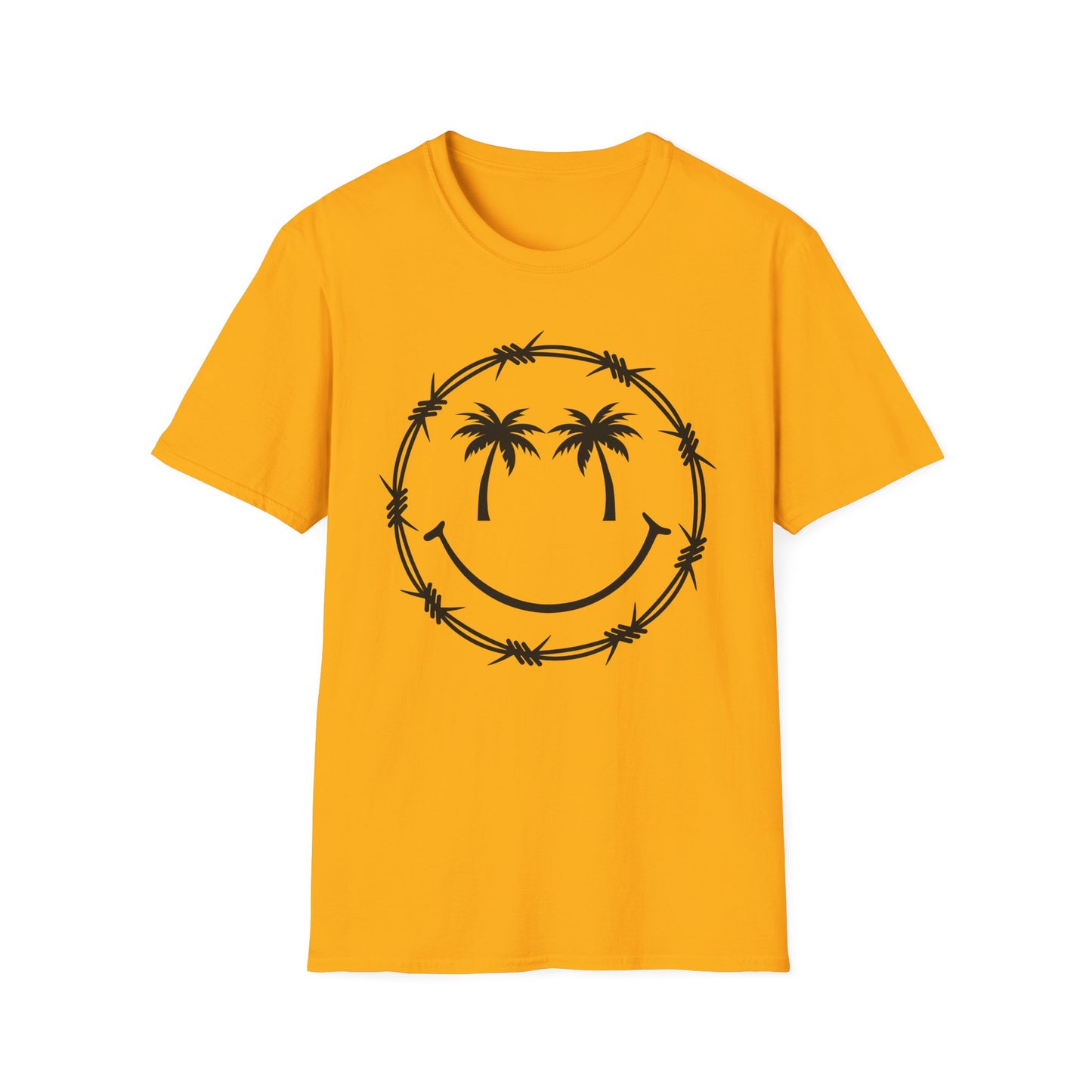 Barbed Wire Smile Palm T-Shirt — Tropical Palm Tree Smile Graphic Tee