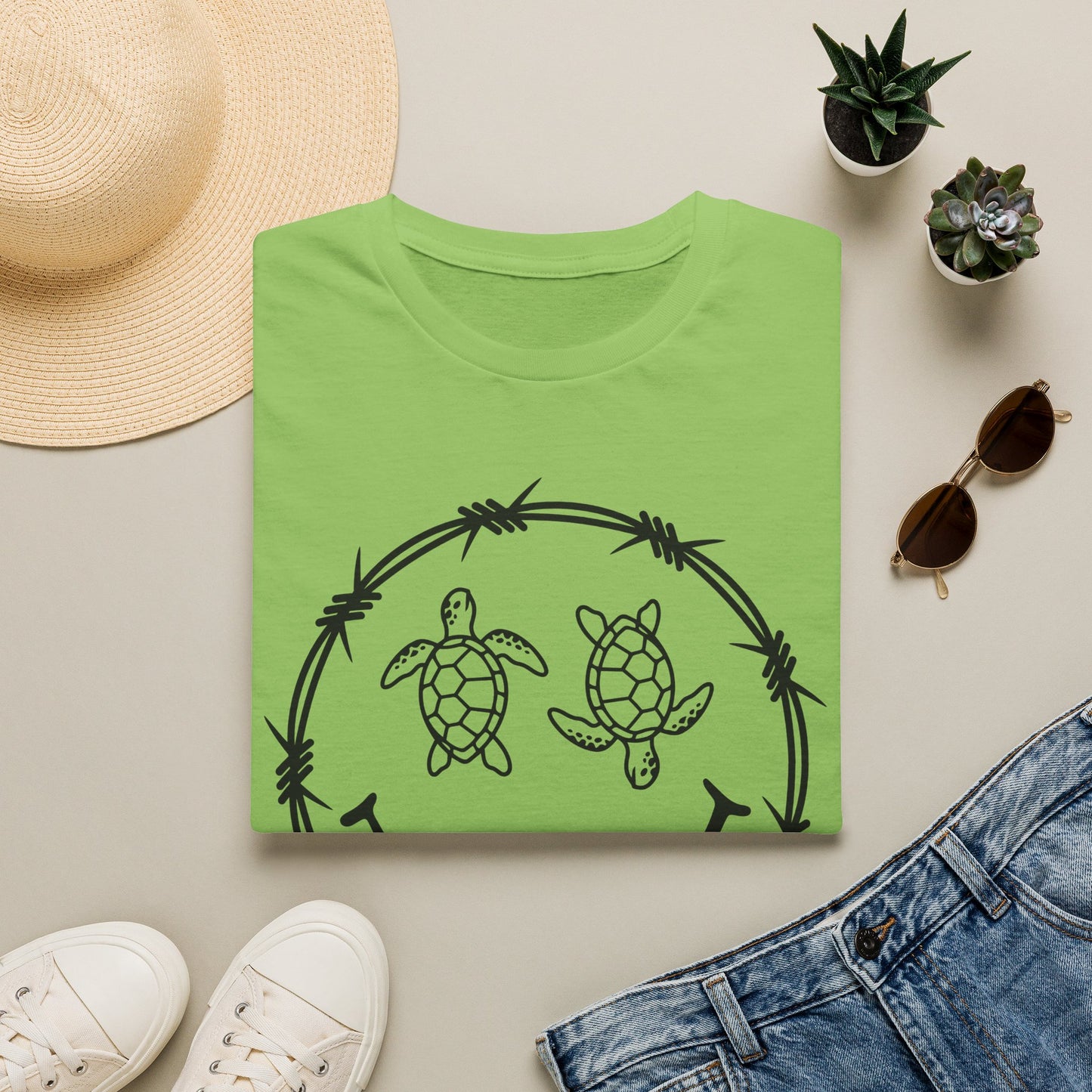 Sea Turtle Smile Graphic Tee (Barbed Wire Circle)