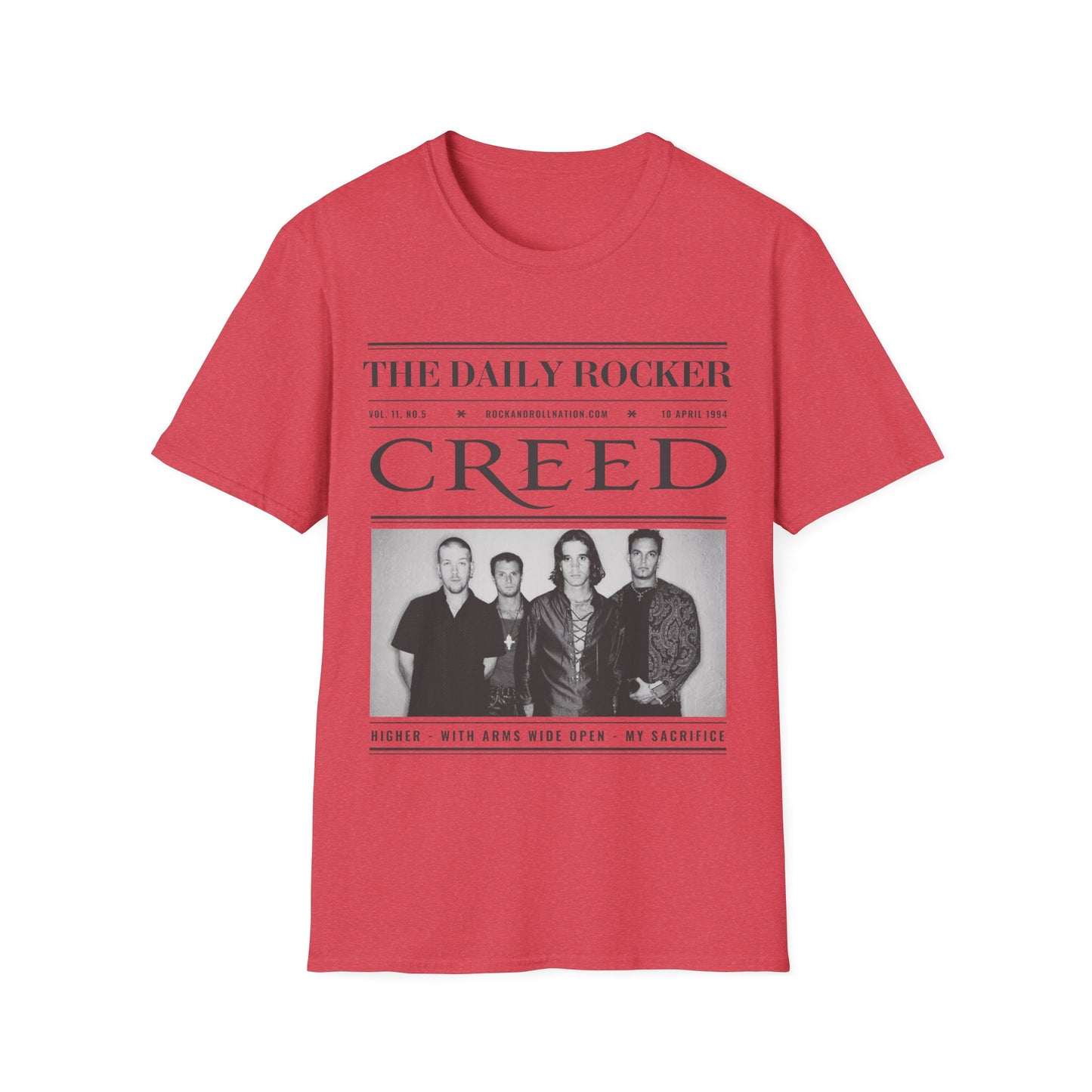 Creed Band T-Shirt – 'The Daily Rocker' Vintage Newspaper Design