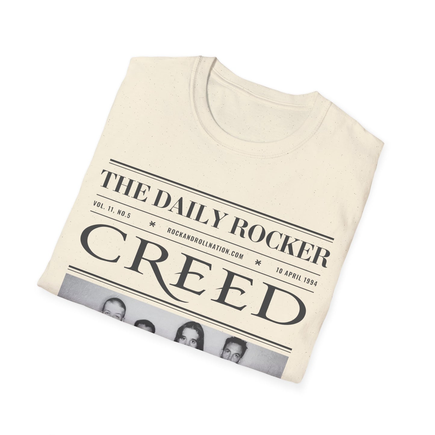 Creed Band T-Shirt – 'The Daily Rocker' Vintage Newspaper Design