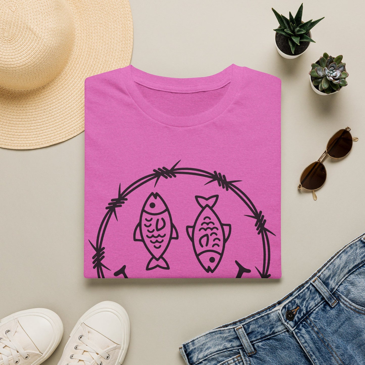 Smiley Fish Barbed Wire Graphic Tee