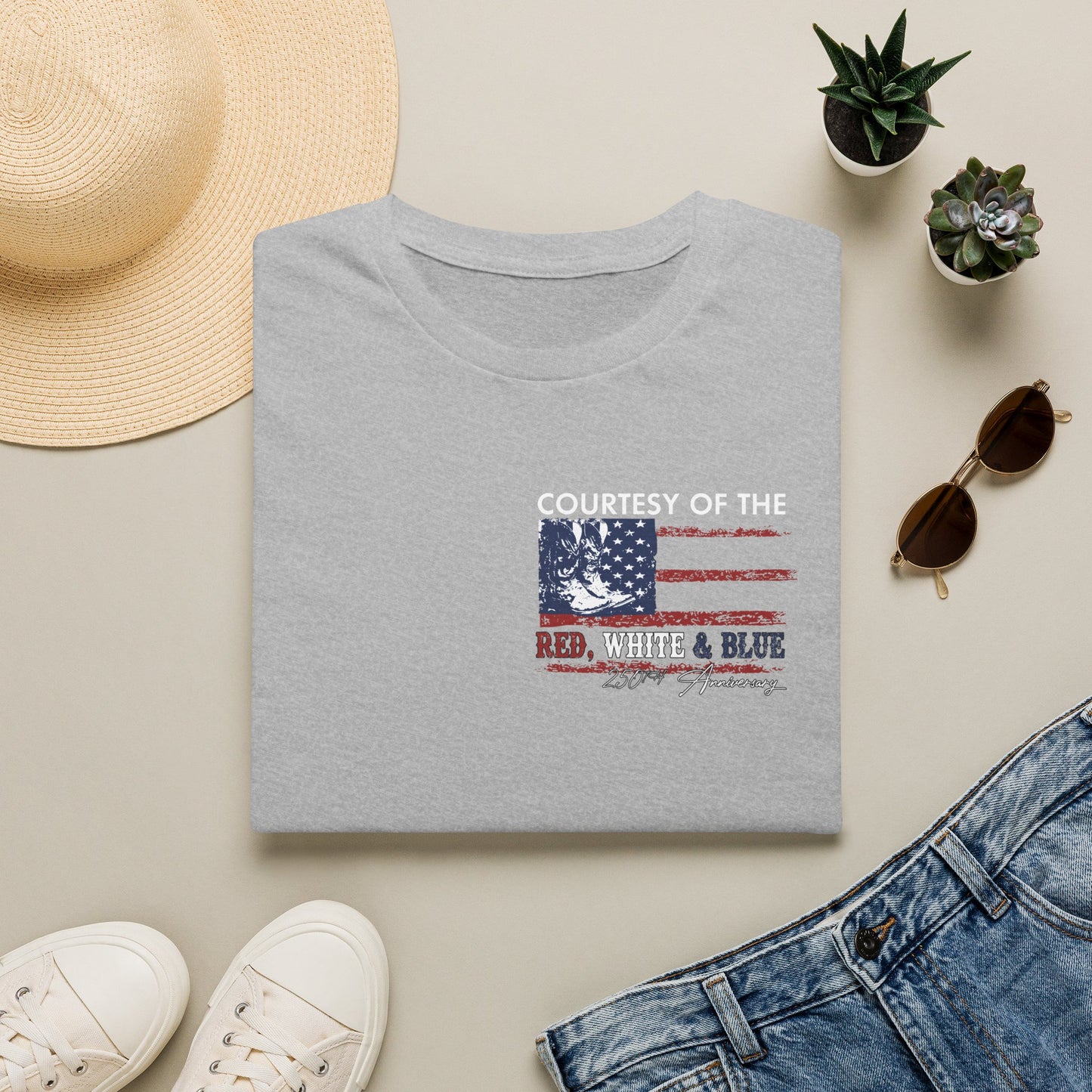 Courtesy of the Red White & Blue T-Shirt — Patriotic 4th of July American Flag Tee