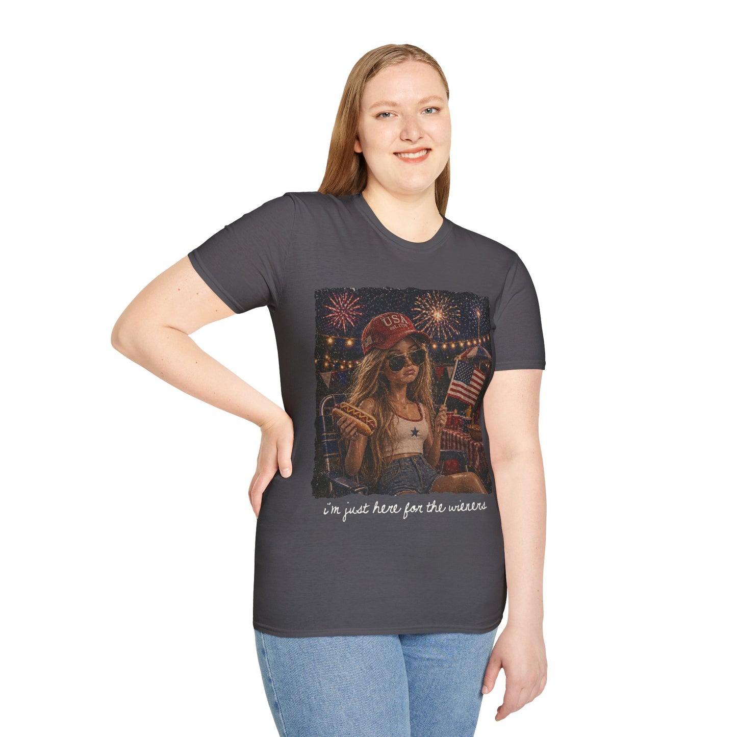 I'm Just Here for the Wieners Graphic Tee - white