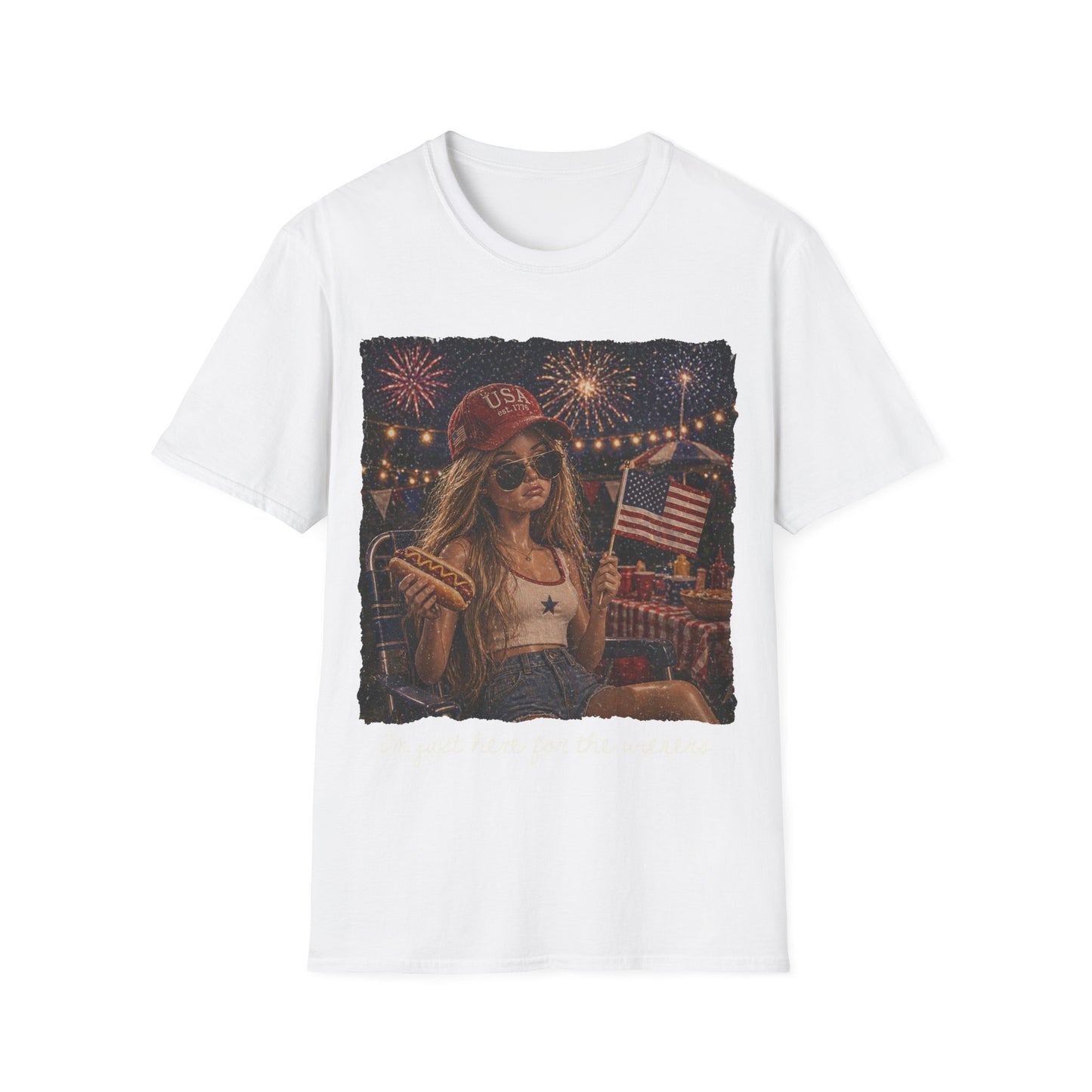 I'm Just Here for the Wieners Graphic Tee - white