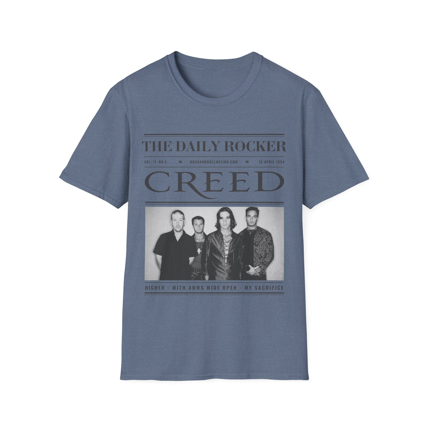 Creed Band T-Shirt – 'The Daily Rocker' Vintage Newspaper Design