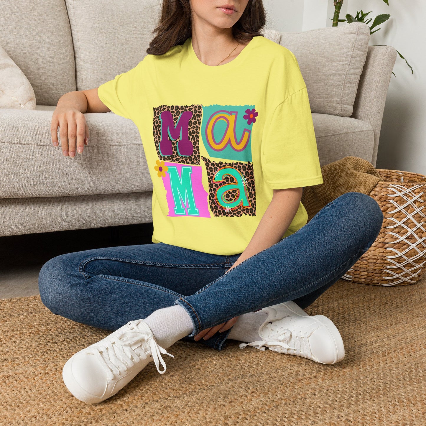 Mama Leopard Patchwork Graphic Tee